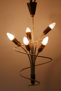 Amazing Mid-Century Modern Sputnik Brass Chandelier or Pendant Lamp, 1950s