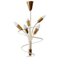 Amazing Mid-Century Modern Sputnik Brass Chandelier or Pendant Lamp, 1950s