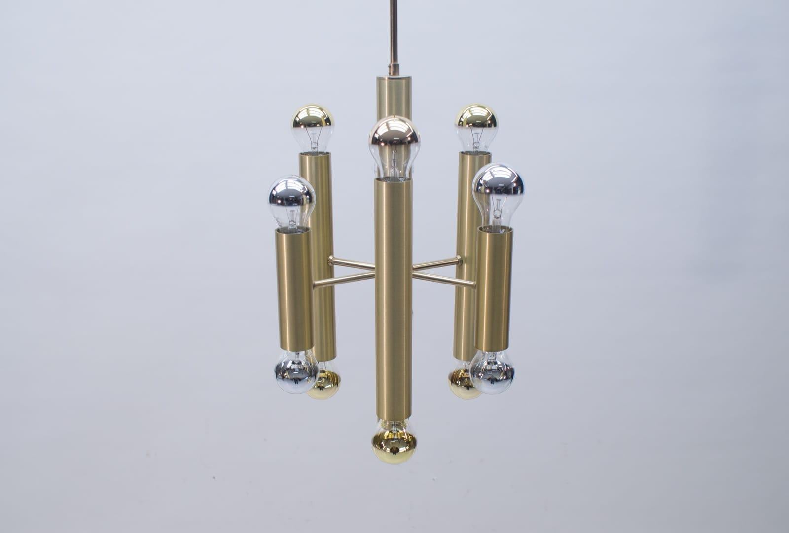 Mid-20th Century Amazing Mid-Century Modern Sputnik Brass Chandelier or Pendant Lamp, 1960s For Sale