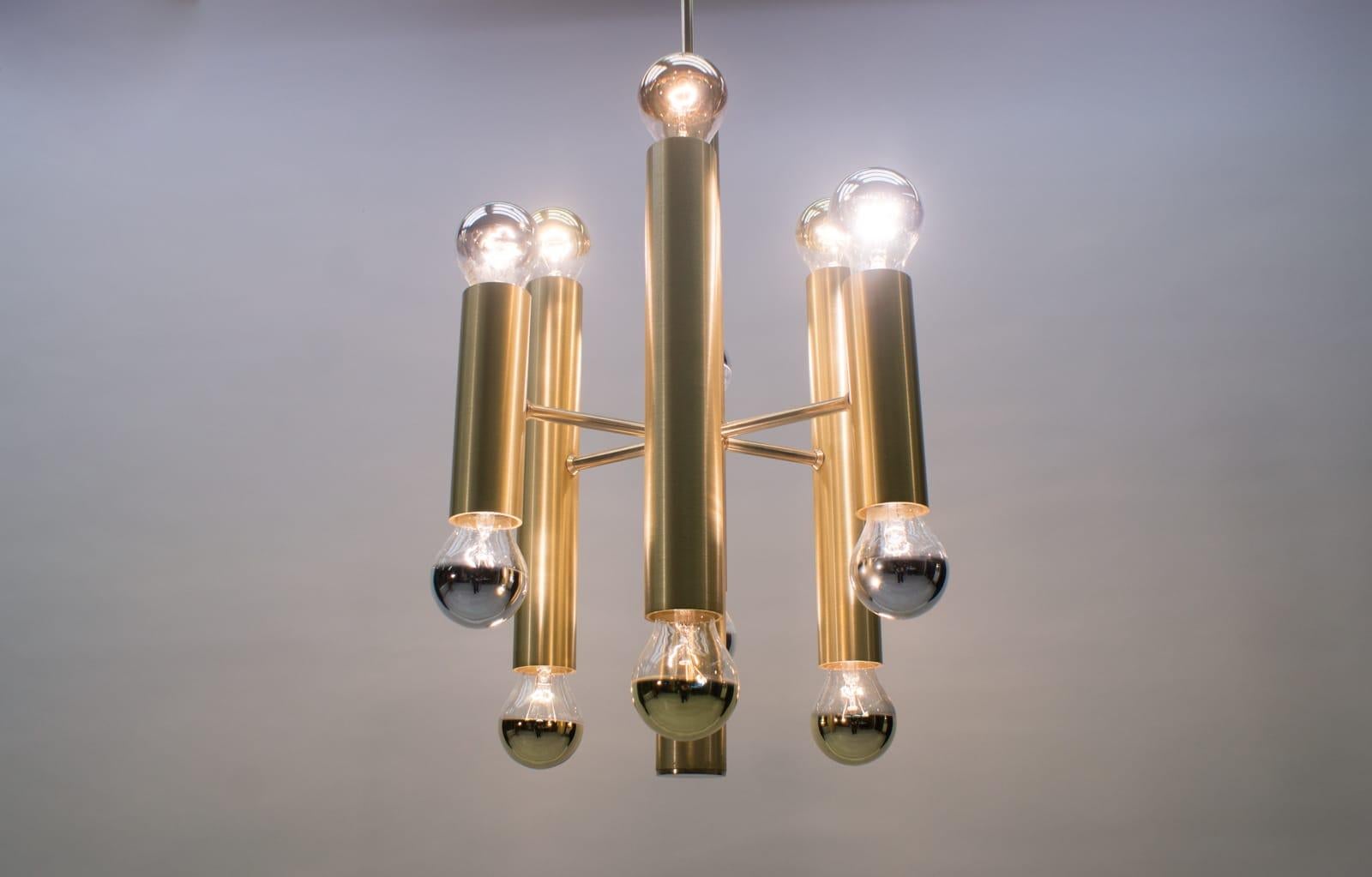 Amazing Mid-Century Modern Sputnik Brass Chandelier or Pendant Lamp, 1960s For Sale 2
