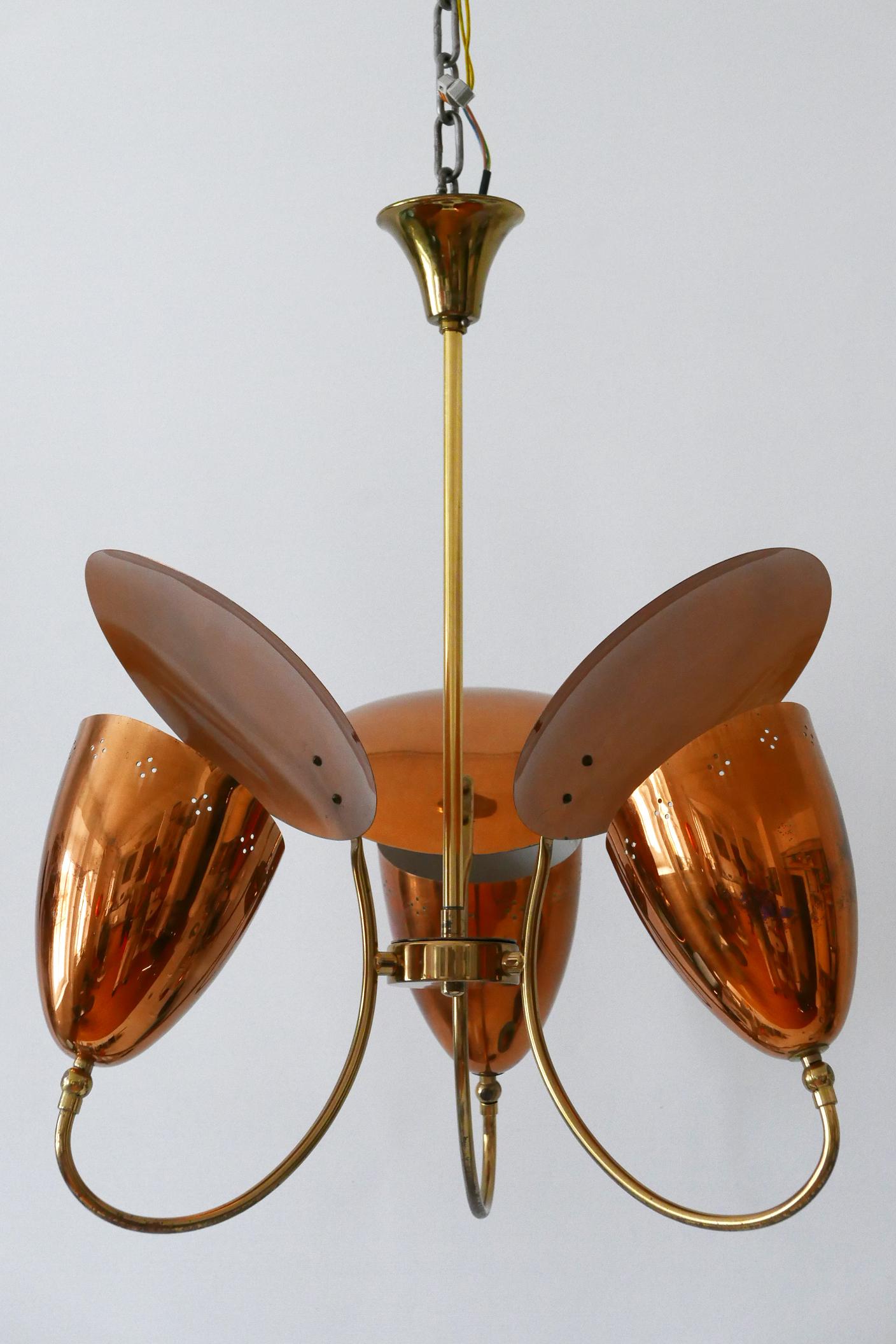 Increíble lámpara colgante o araña Sputnik moderna de mediados de siglo Alemania Años 50 Anodizado en venta