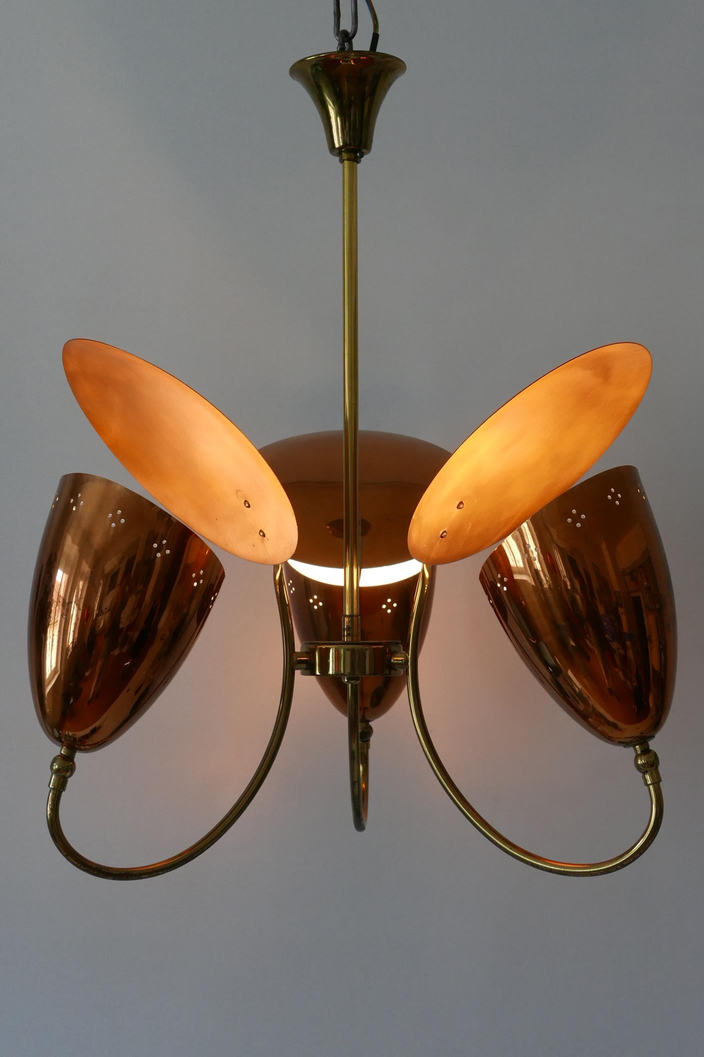 Increíble lámpara colgante o araña Sputnik moderna de mediados de siglo Alemania Años 50 mediados del siglo XX en venta
