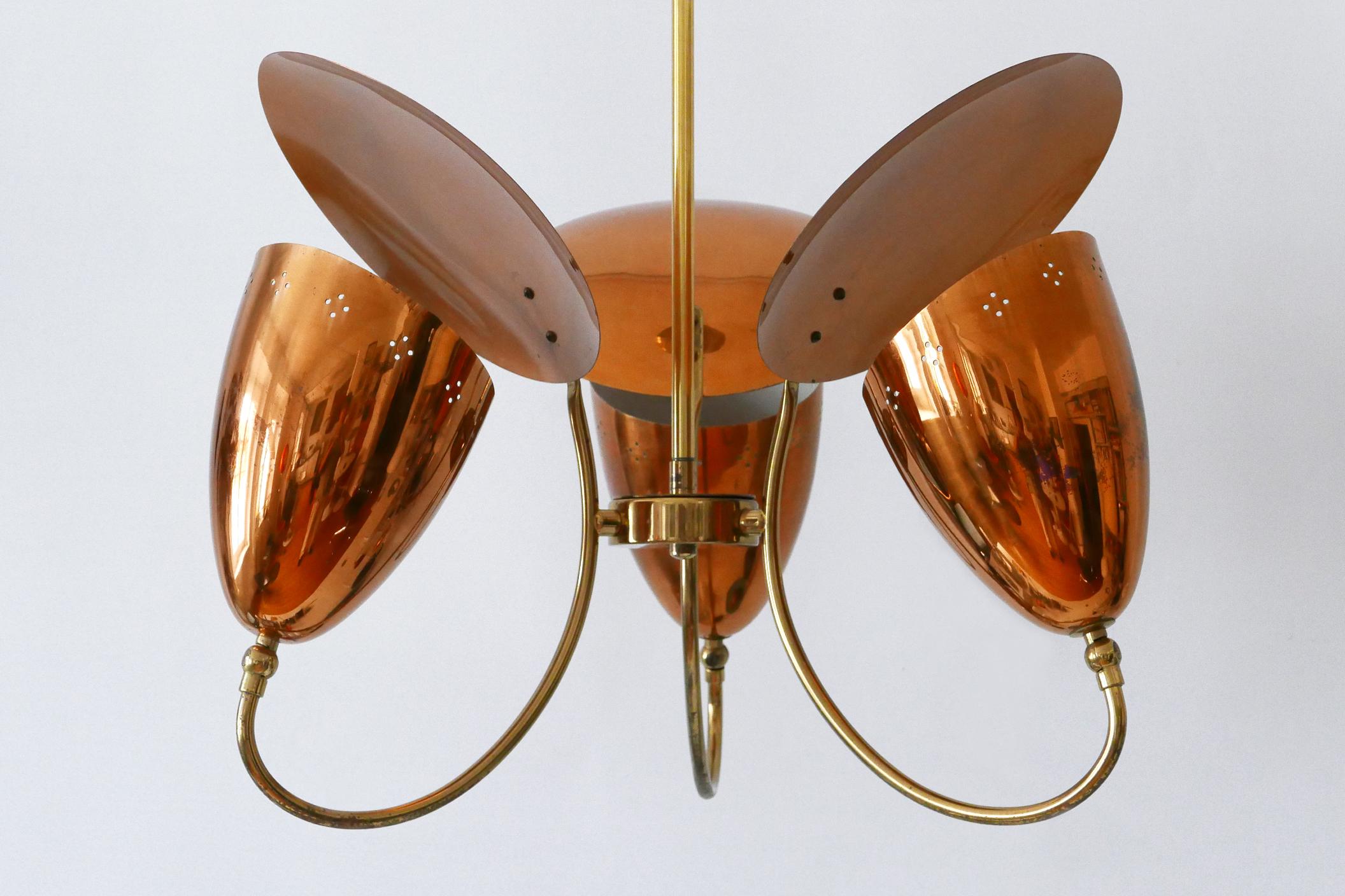 Increíble lámpara colgante o araña Sputnik moderna de mediados de siglo Alemania Años 50 Latón en venta