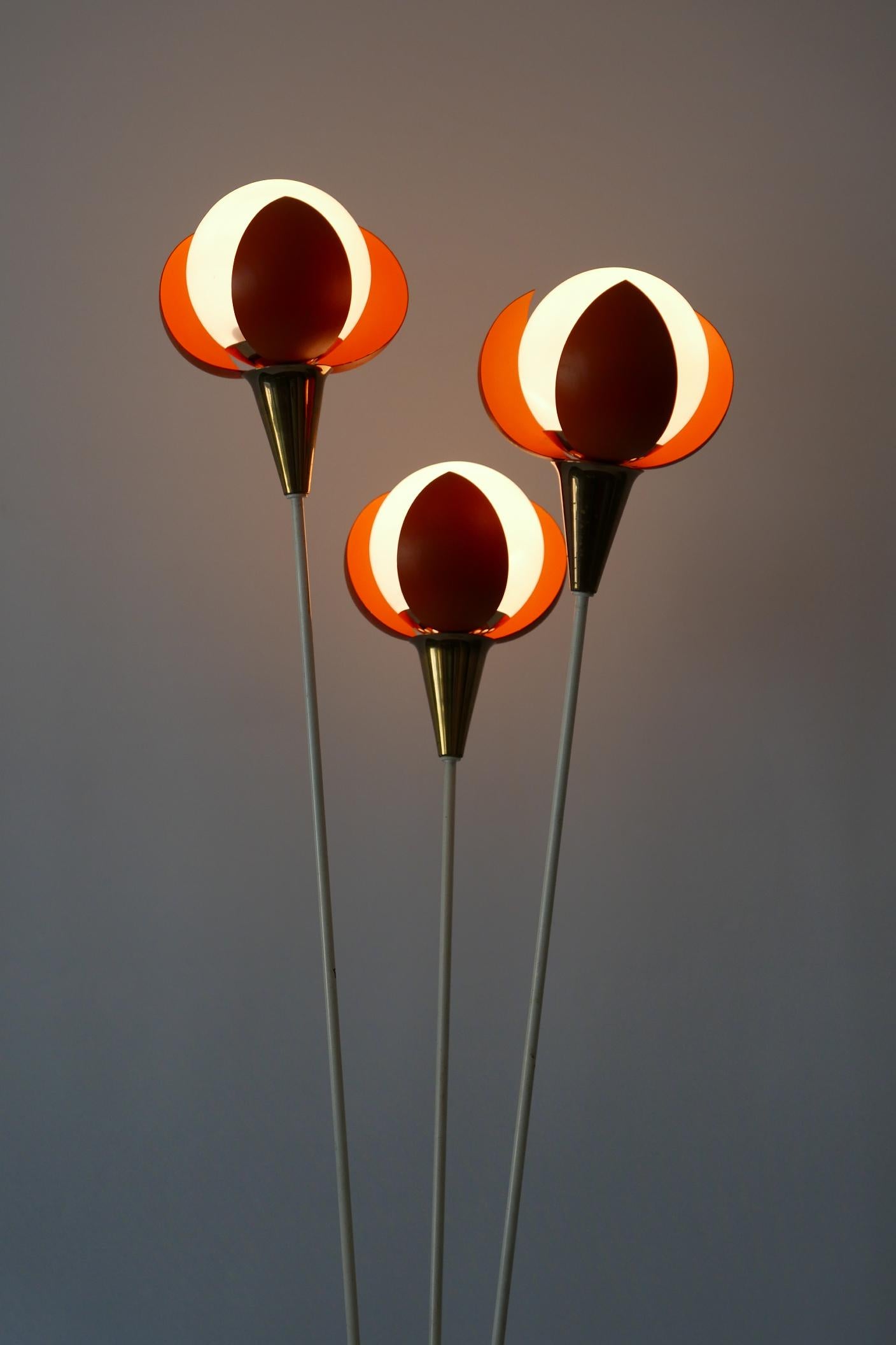 Incredibile lampada da terra a tre fiamme della modernità di metà secolo, anni '50, Francia in vendita 2