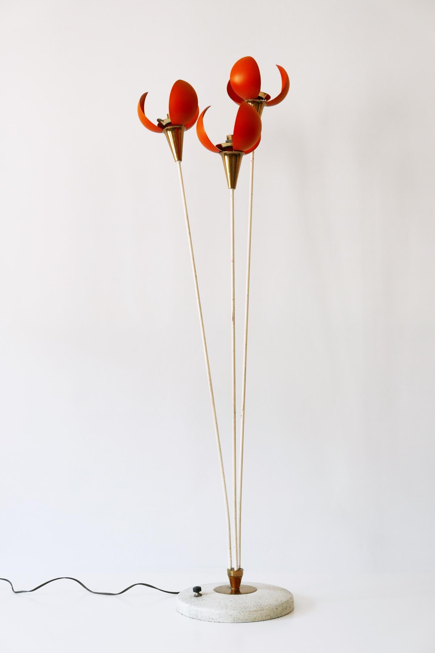 Amazing Mid-Century Modern Three-Flamed Floor Lamp Buds, 1950s, France For Sale 3