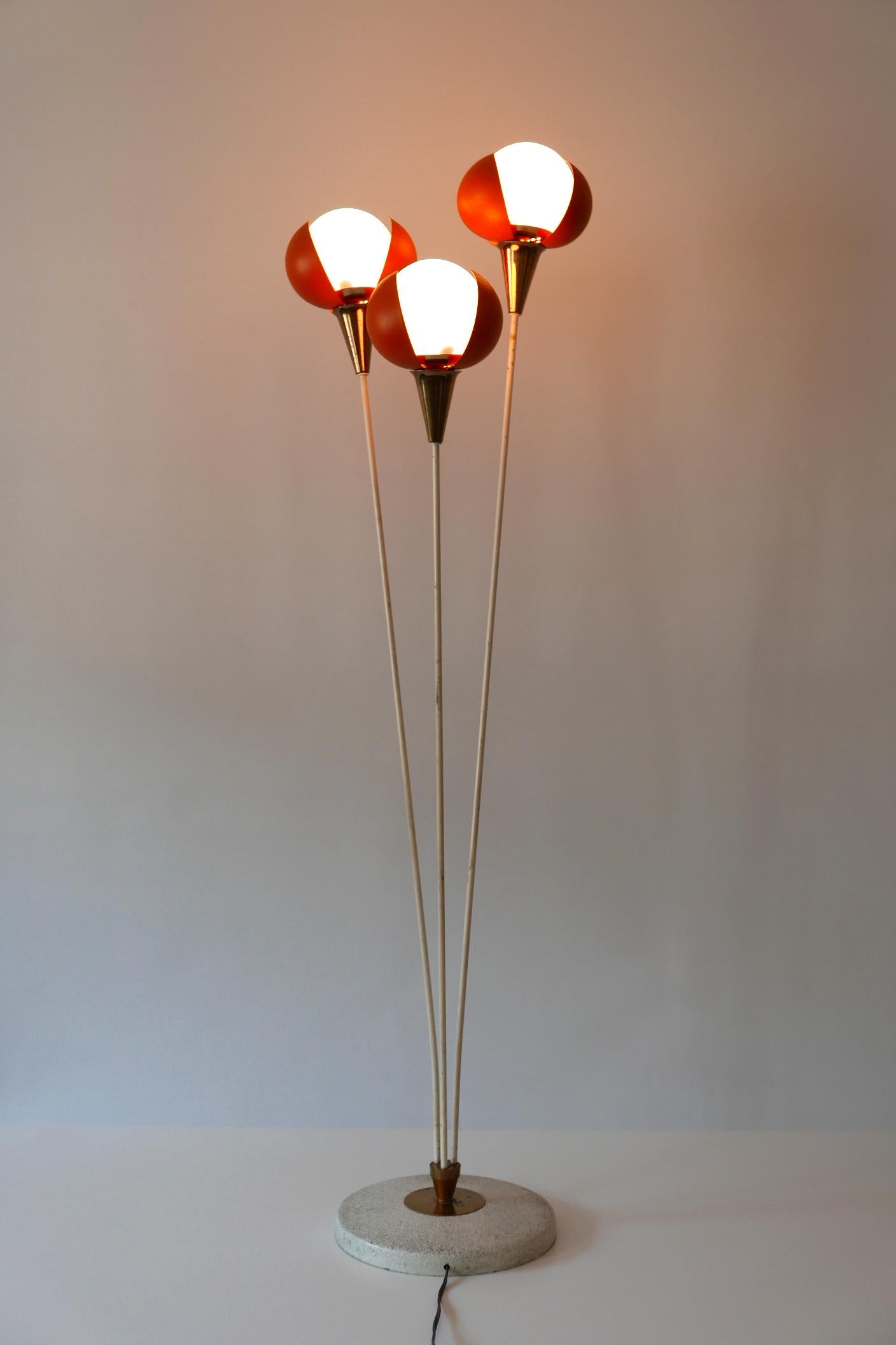 Amazing Mid-Century Modern Three-Flamed Floor Lamp Buds, 1950s, France For Sale 6