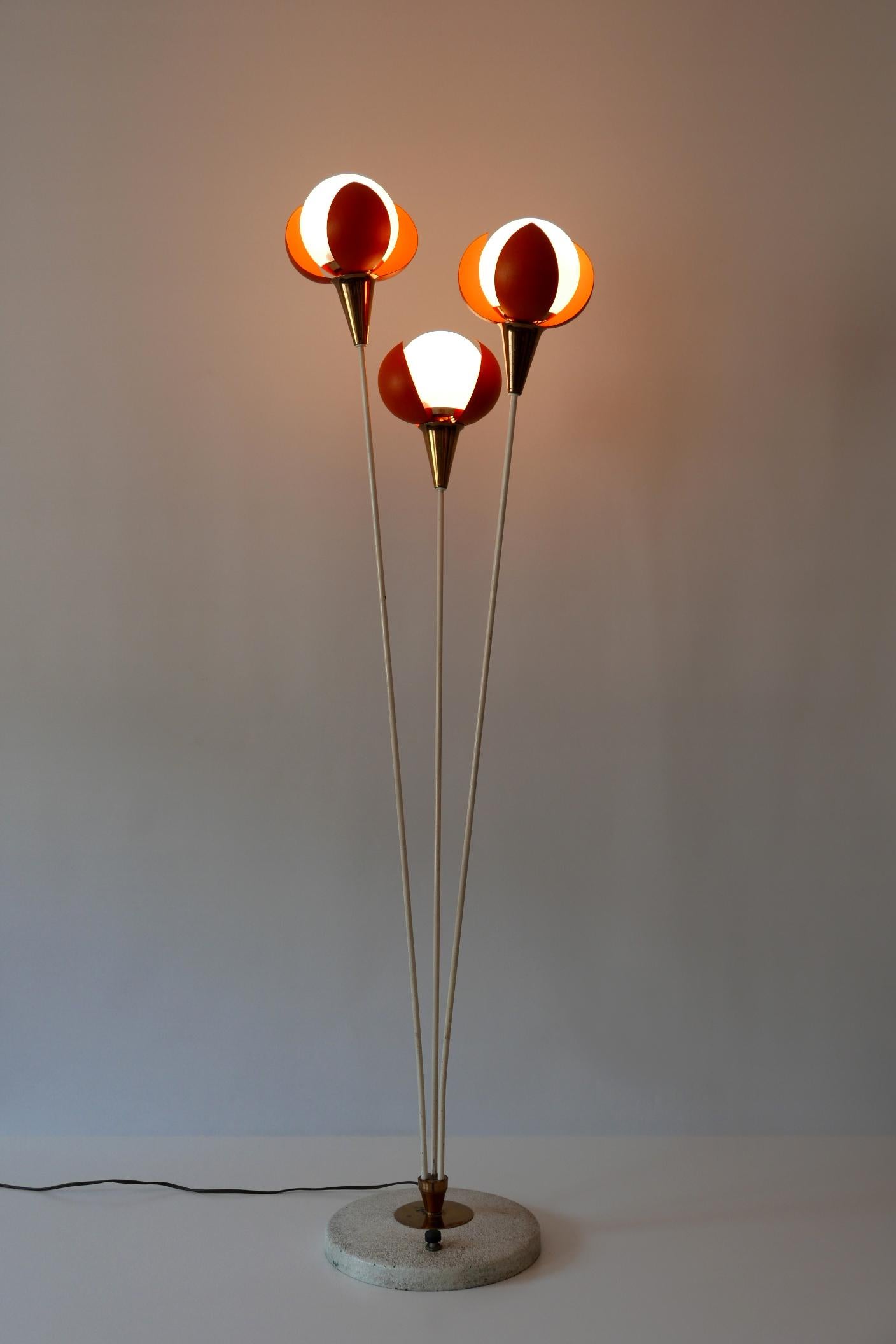 Amazing Mid-Century Modern Three-Flamed Floor Lamp Buds, 1950s, France For Sale 8