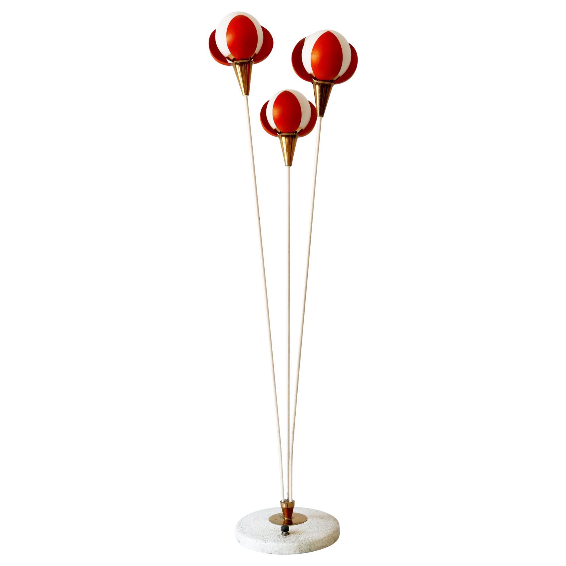 Amazing Mid-Century Modern Three-Flamed Floor Lamp Buds, 1950s, France For Sale