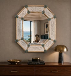 Amazing Midcentury Octagonal Venetian Murano Glass Mirror