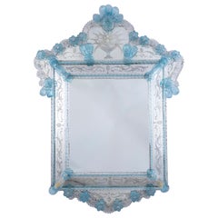 Splendido specchio ottagonale in vetro di Murano in stile Mid-Century