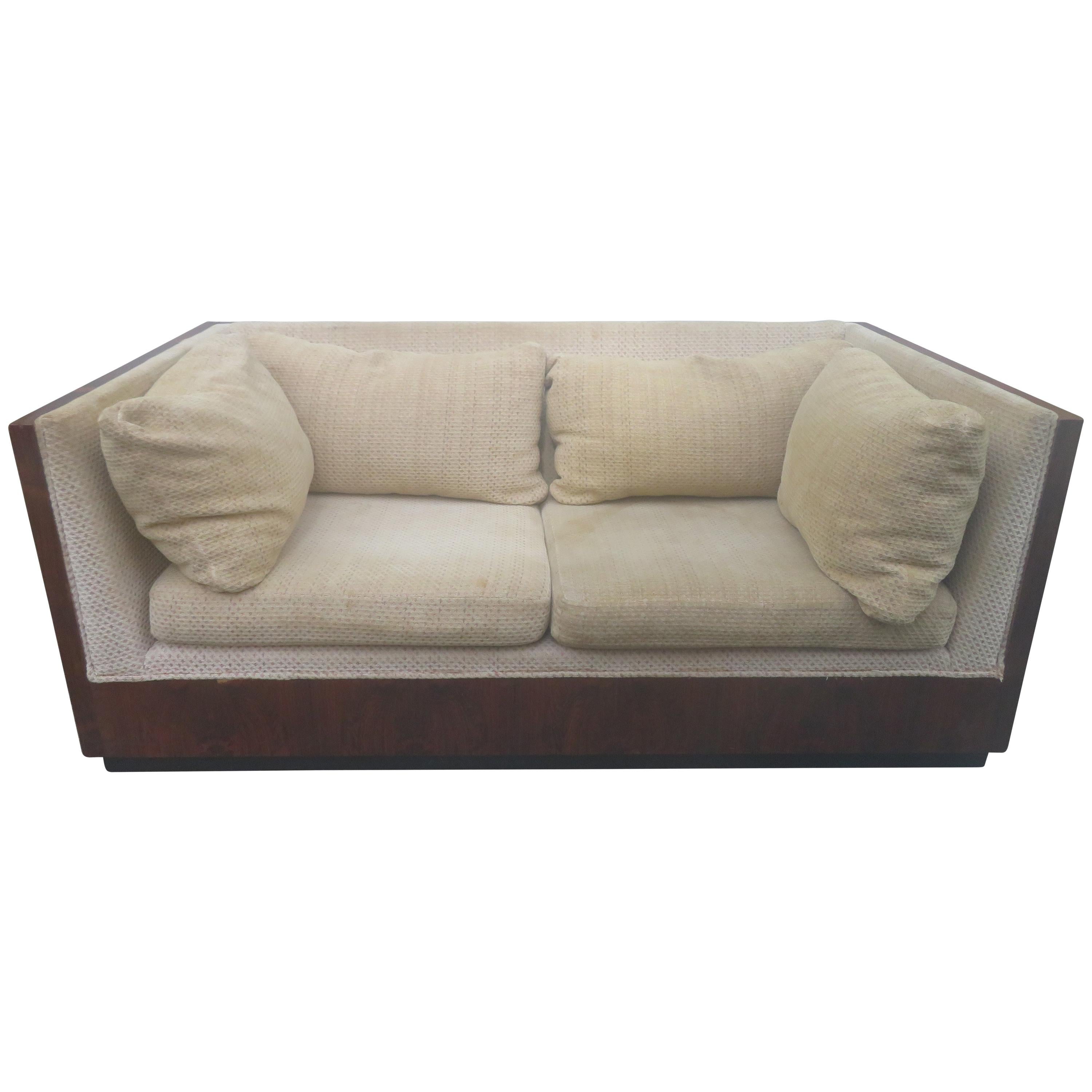 Amazing Milo Baughman Rosewood Case Loveseat Sofa Settee Mid-Century Modern