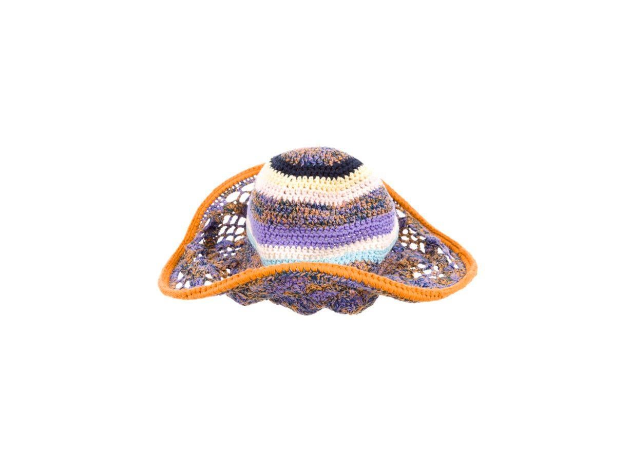 A great look for day. An extraordinary crochet knit hat in signature Missoni style.

This is a stunning Missoni hand-crocheted hat in beautiful colors.

It features a flexible brim.
Due to a hidden flex wire which will allow you to shape the hat in