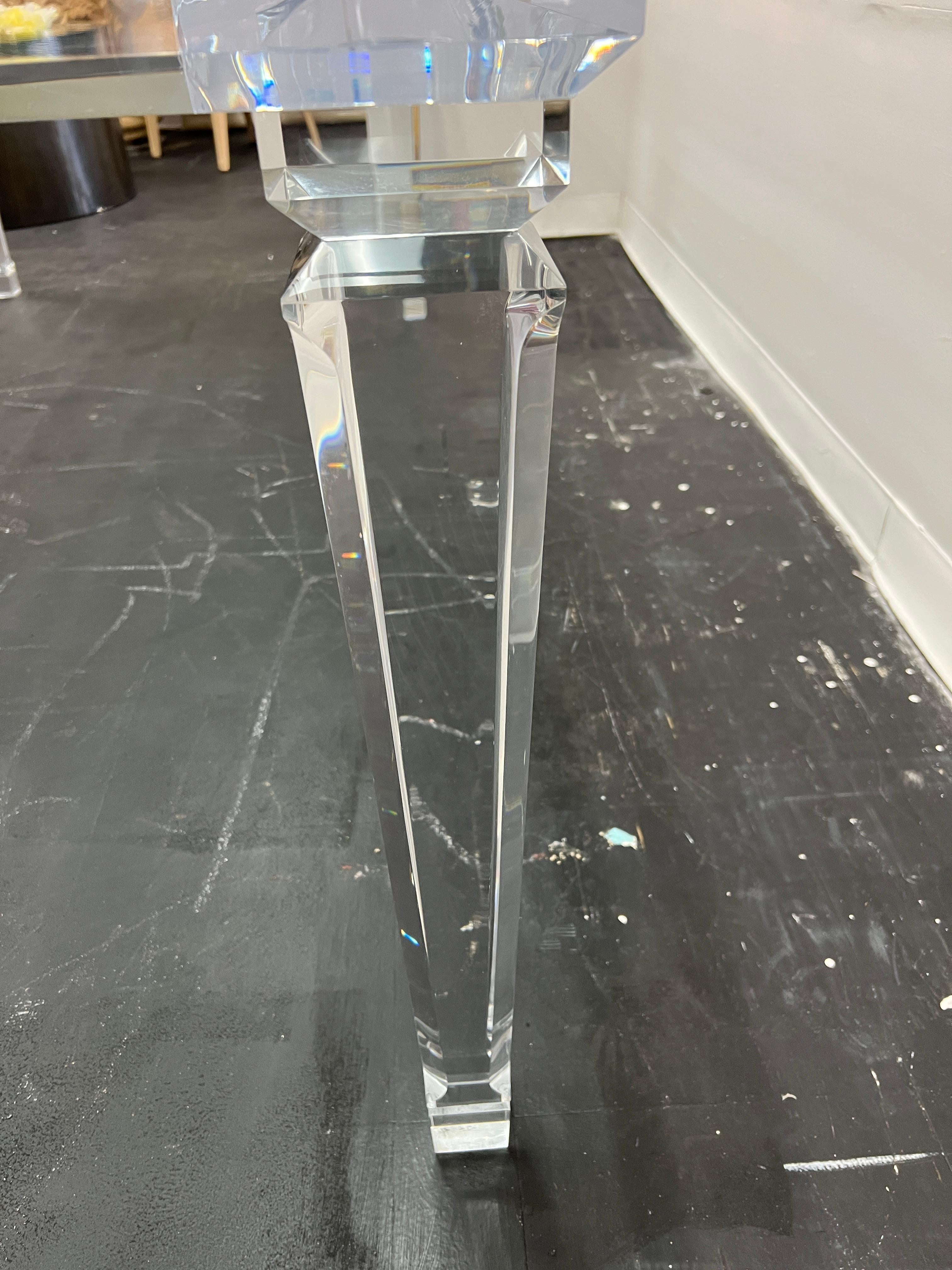 8' x 4' Modern Glass Top & Lucite and Dining Table For Sale 2