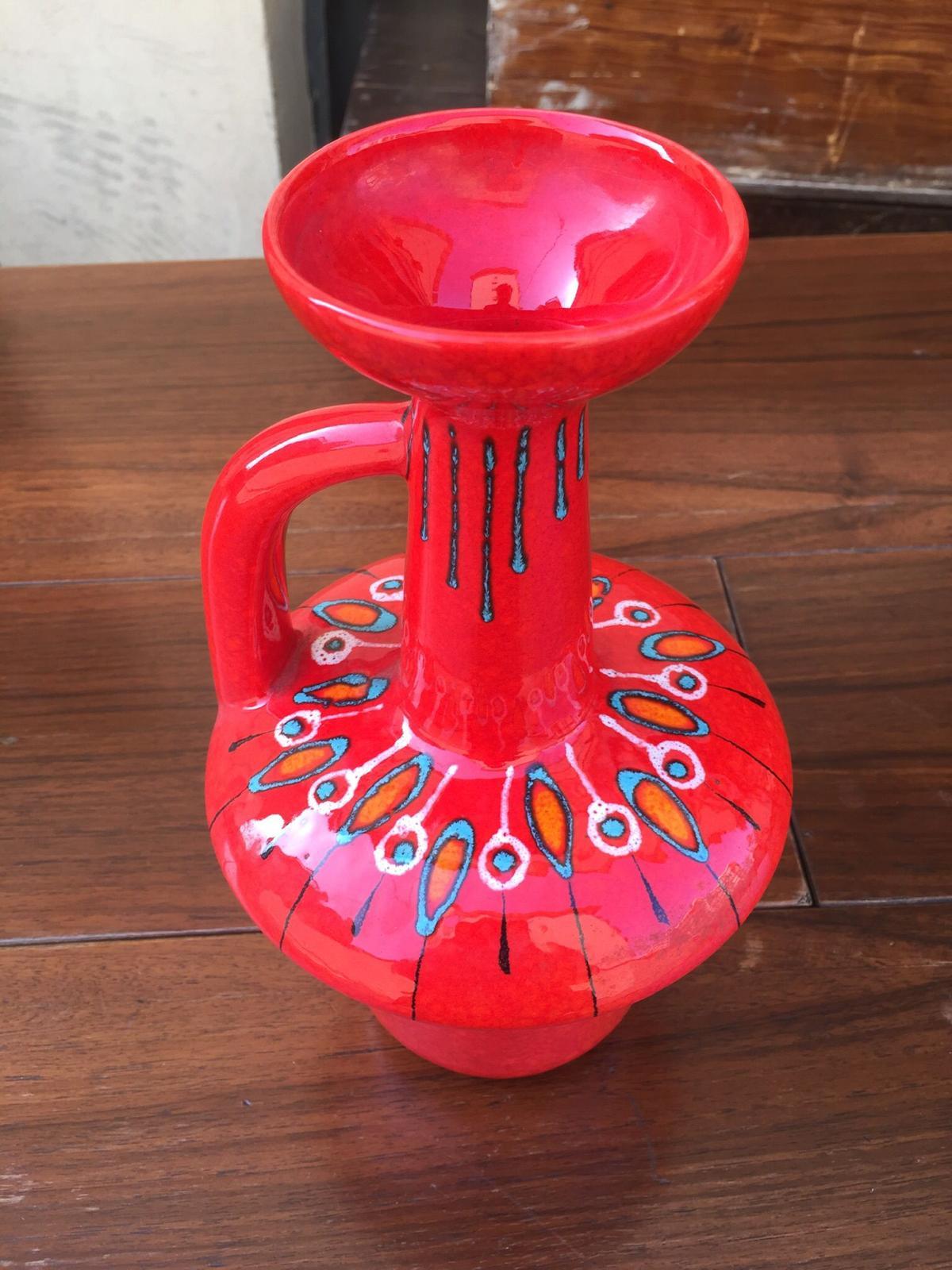 Late 20th Century Amazing Modernist Huge Red Ceramic Italian Jug by Bertoncello, Italy 1980 For Sale