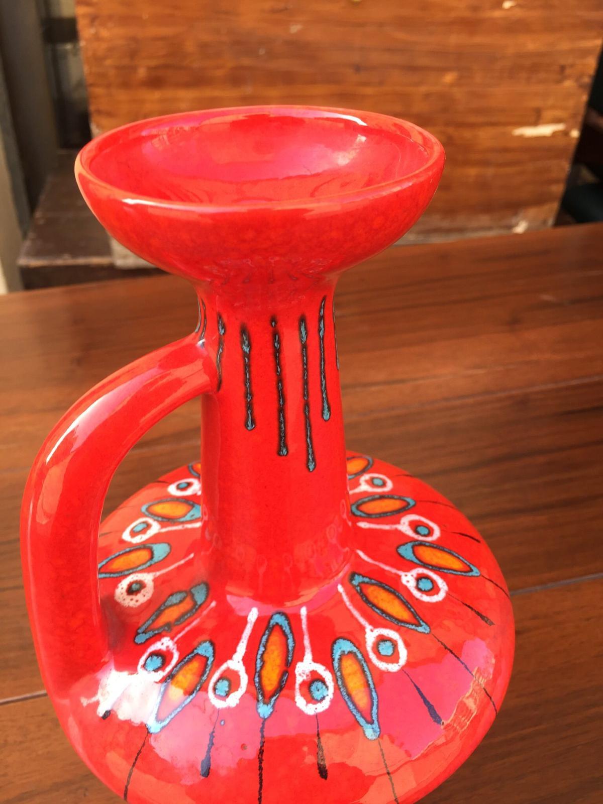Wunderschöner modernistischer italienischer Krug aus riesiger roter Keramik von Bertoncello, Italien 1980 im Angebot 3