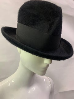 Asombroso Fedora Clásico Dobbs de Fieltro de Mohair en Negro con Banda Ancha de Grosgrain