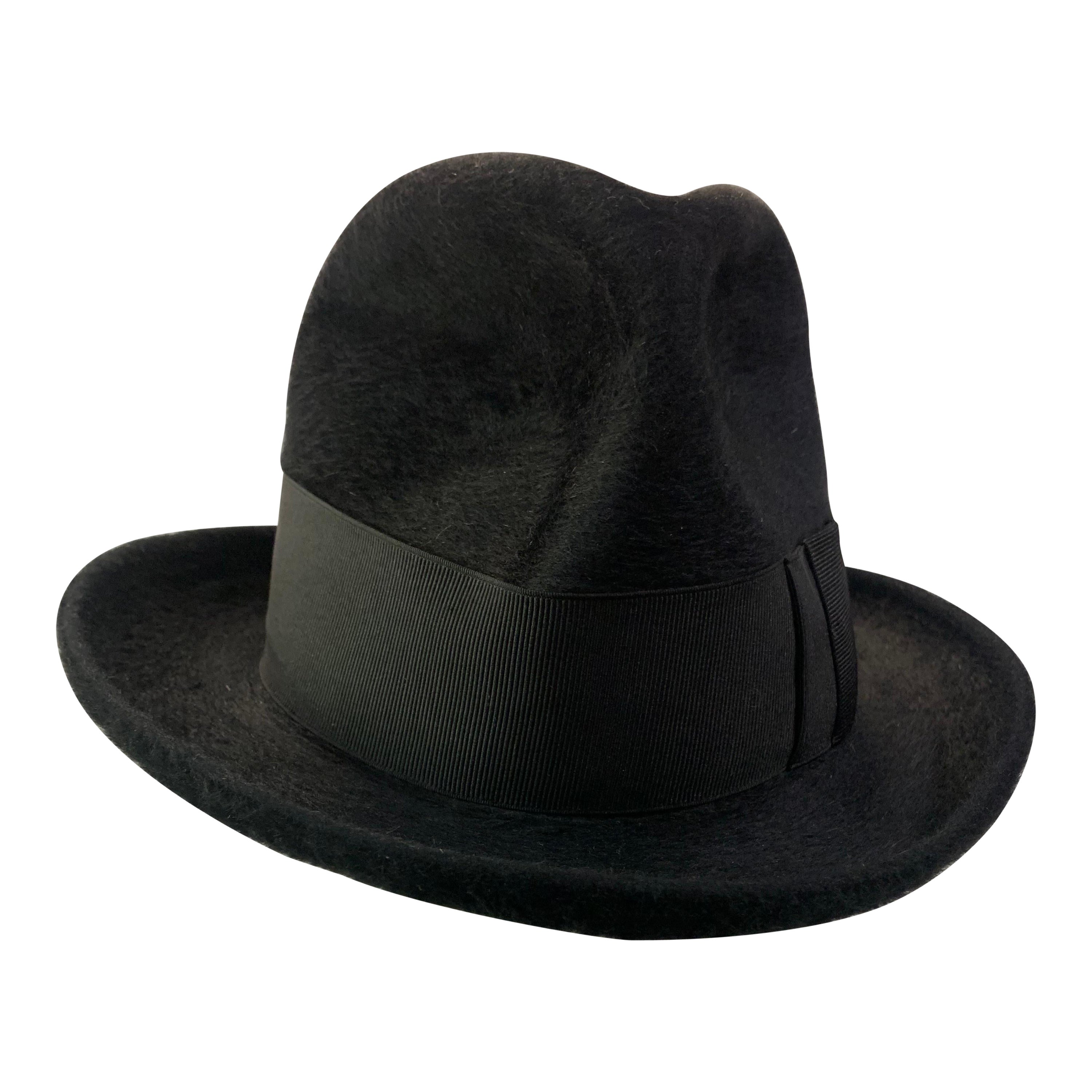 Erstaunlich Mohair Filz Dobbs Classic Fedora in schwarz w Breite Grosgrain Band