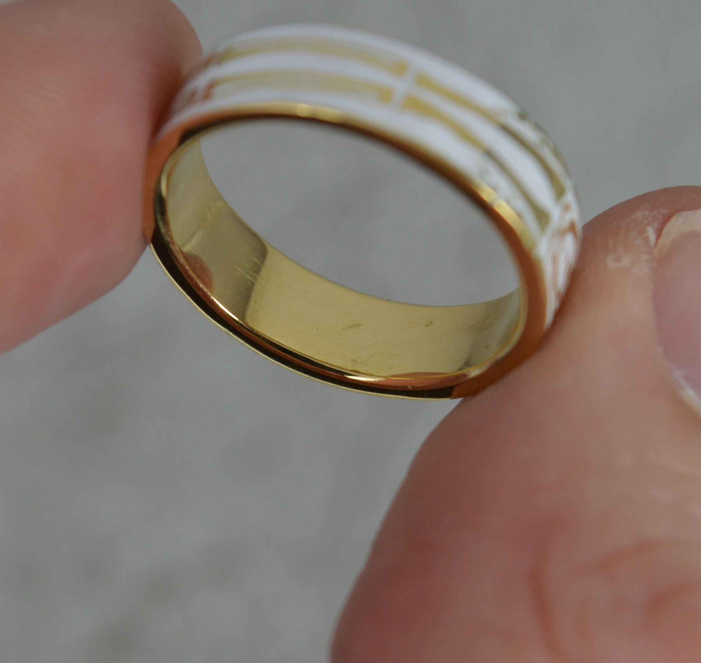 Women's Amazing Momento Mori 18 Carat Gold and White Enamel Skull Ring