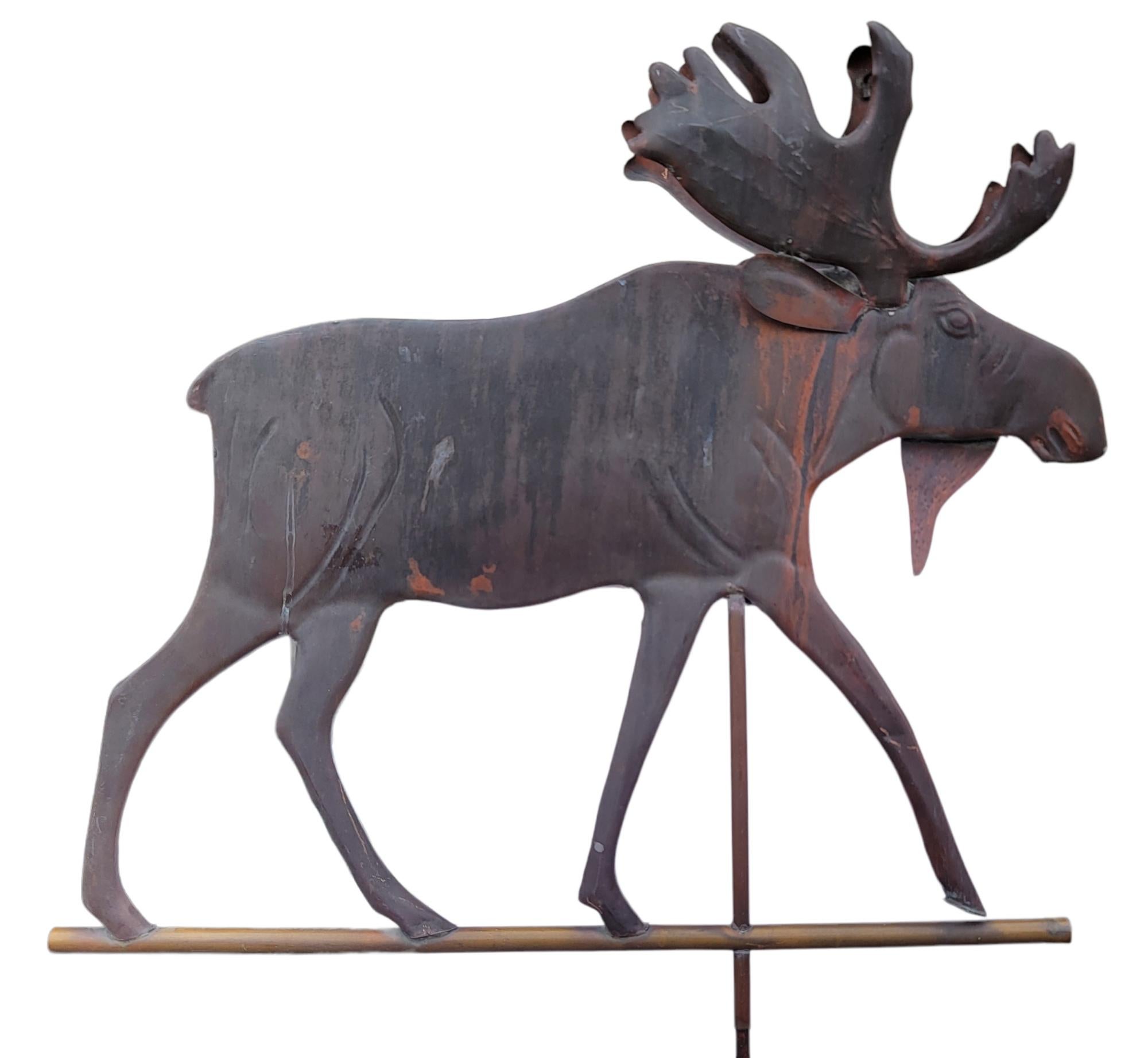 Hand-Crafted Amazing Moose Copper Weather Vane From Maine