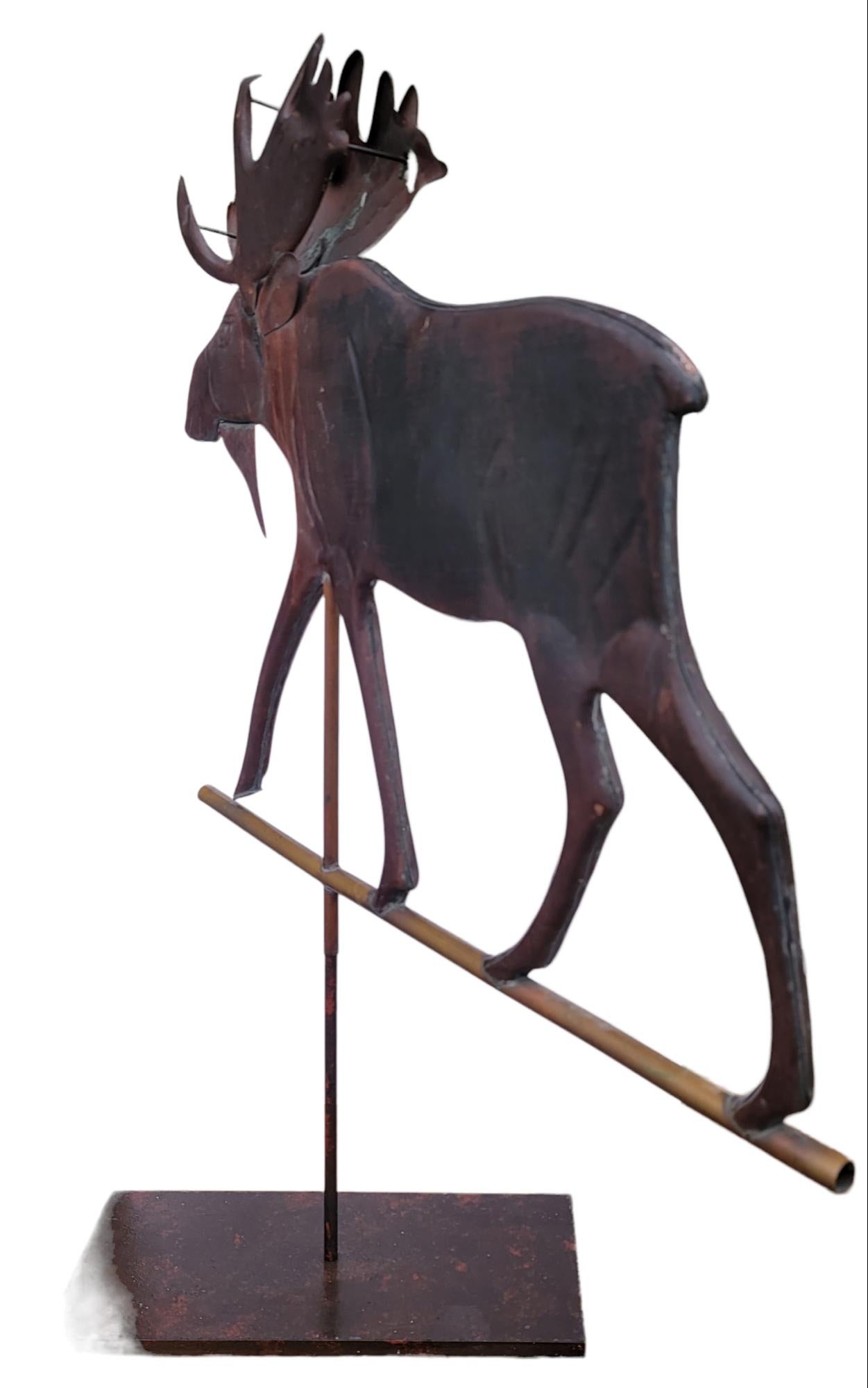 Amazing Moose Copper Weather Vane From Maine In Good Condition In Los Angeles, CA