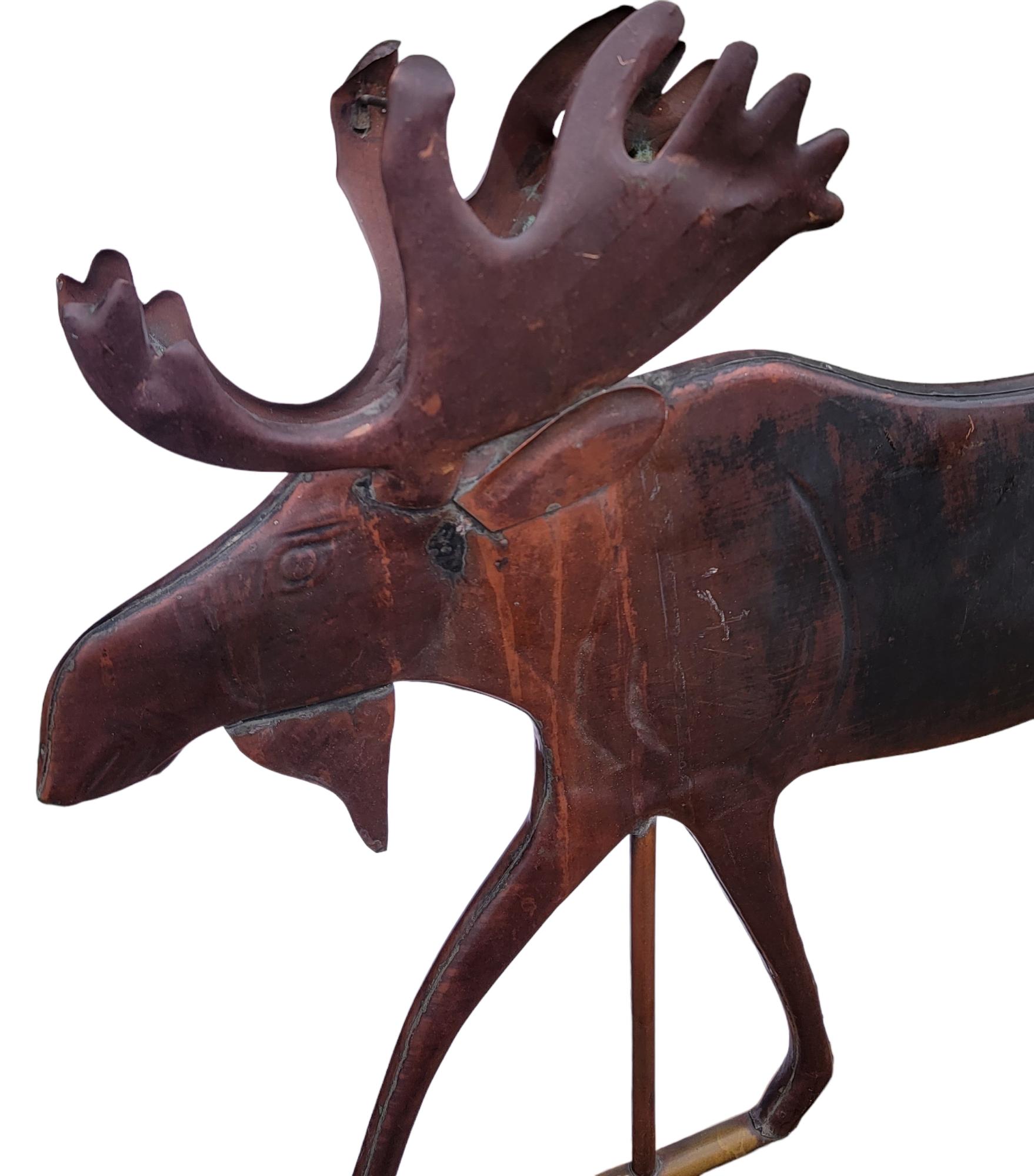 Hand-Crafted Amazing Moose Copper Weather Vane from Maine