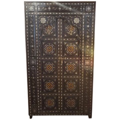 Amazing Moroccan Wooden Door, Metal and Bone Inlay 24LM03