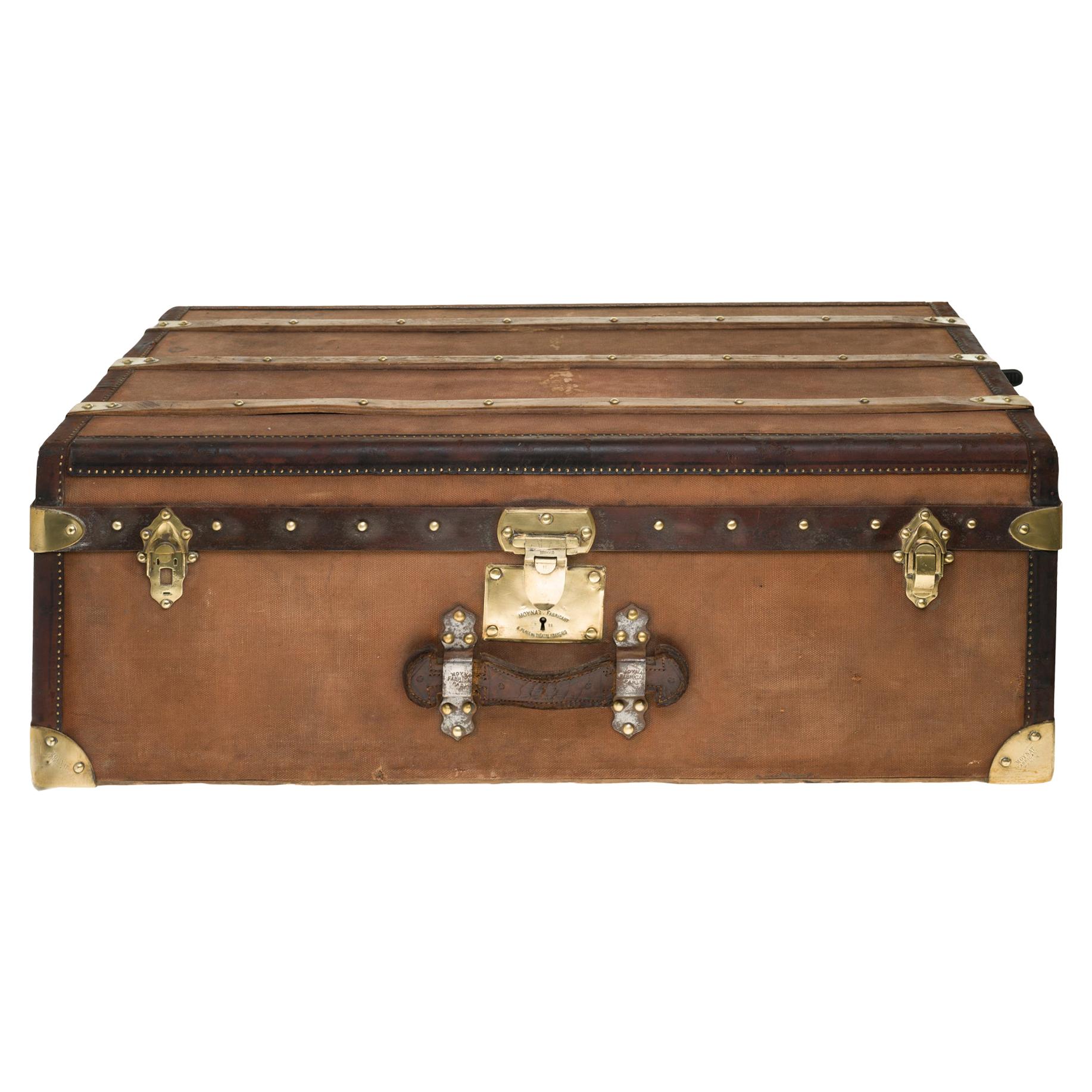 Amazing MOYNAT Cabin Trunk in beige canvas and leather