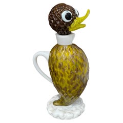 Erstaunlich Murano Art Glass 1950's Duck Dekanter oder Flasche Kopf Stopfen 