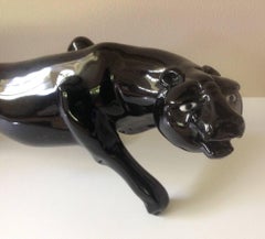 Amazing Murano Black Panther Sculpture by Pino Signoretto