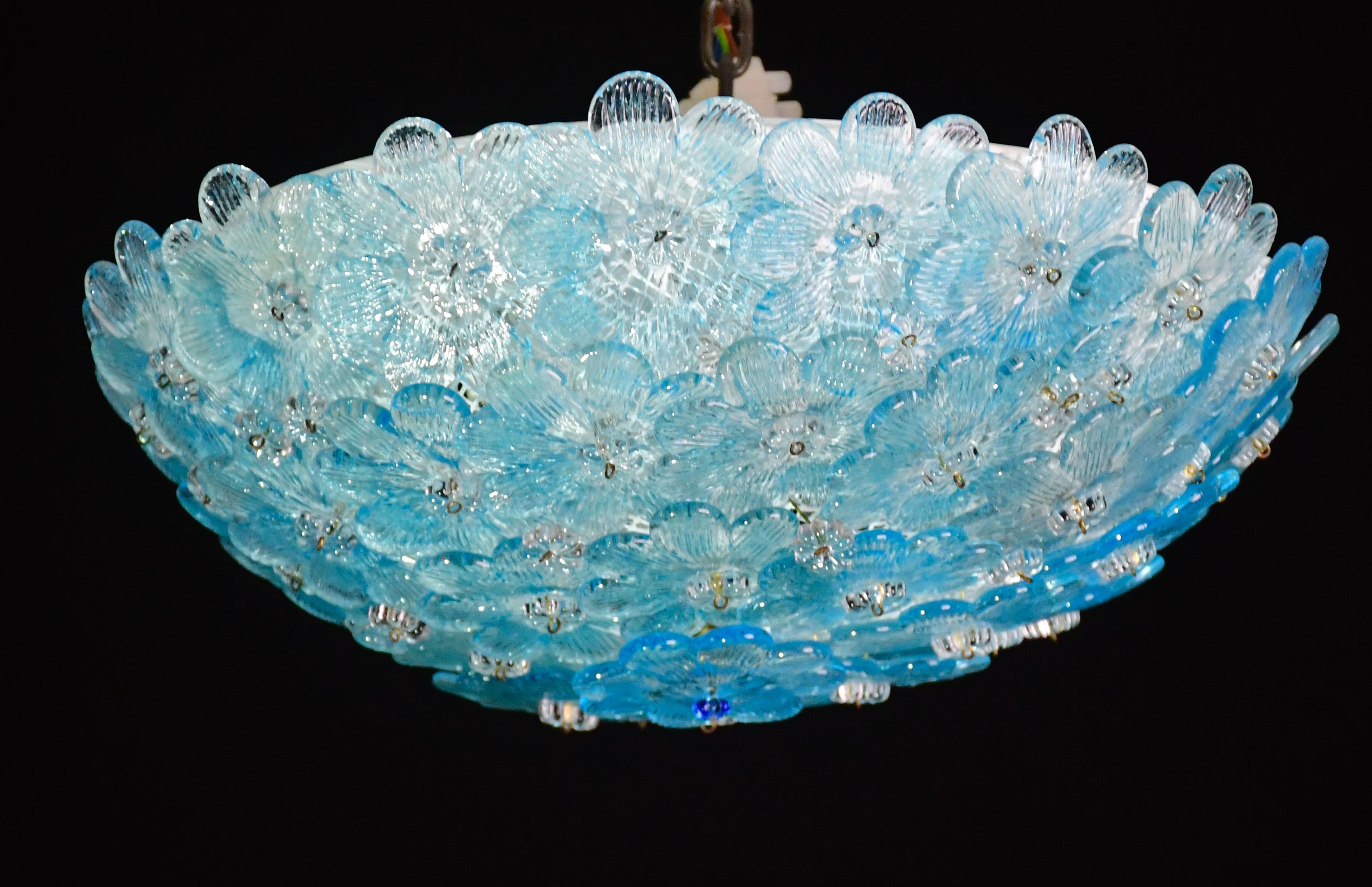 Sorprendente Lámpara de Techo de Murano Flor Blu Rubino de Seguso para Venini, Italia en venta 5