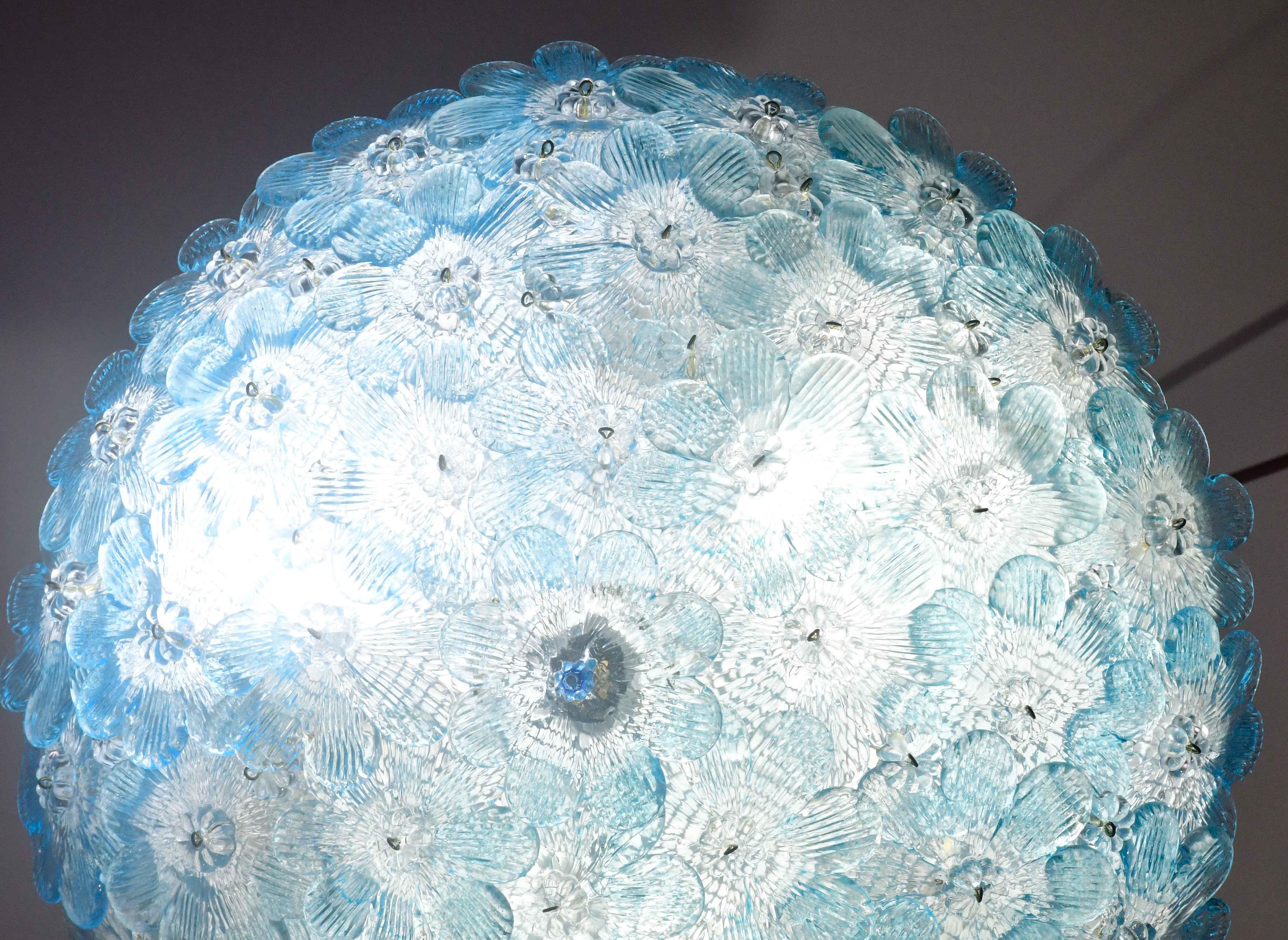 Sorprendente Lámpara de Techo de Murano Flor Blu Rubino de Seguso para Venini, Italia en venta 7