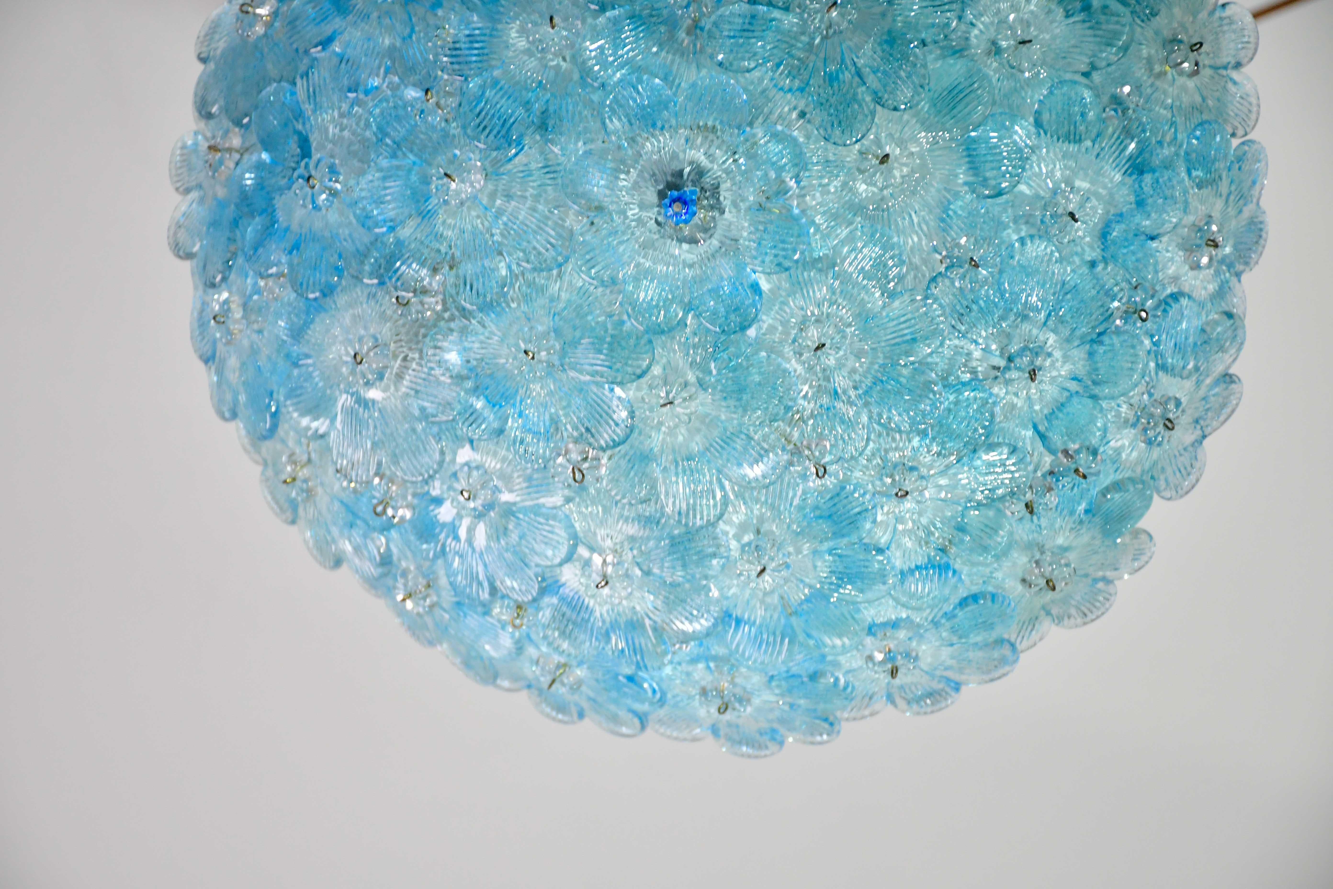 Sorprendente Lámpara de Techo de Murano Flor Blu Rubino de Seguso para Venini, Italia en venta 8