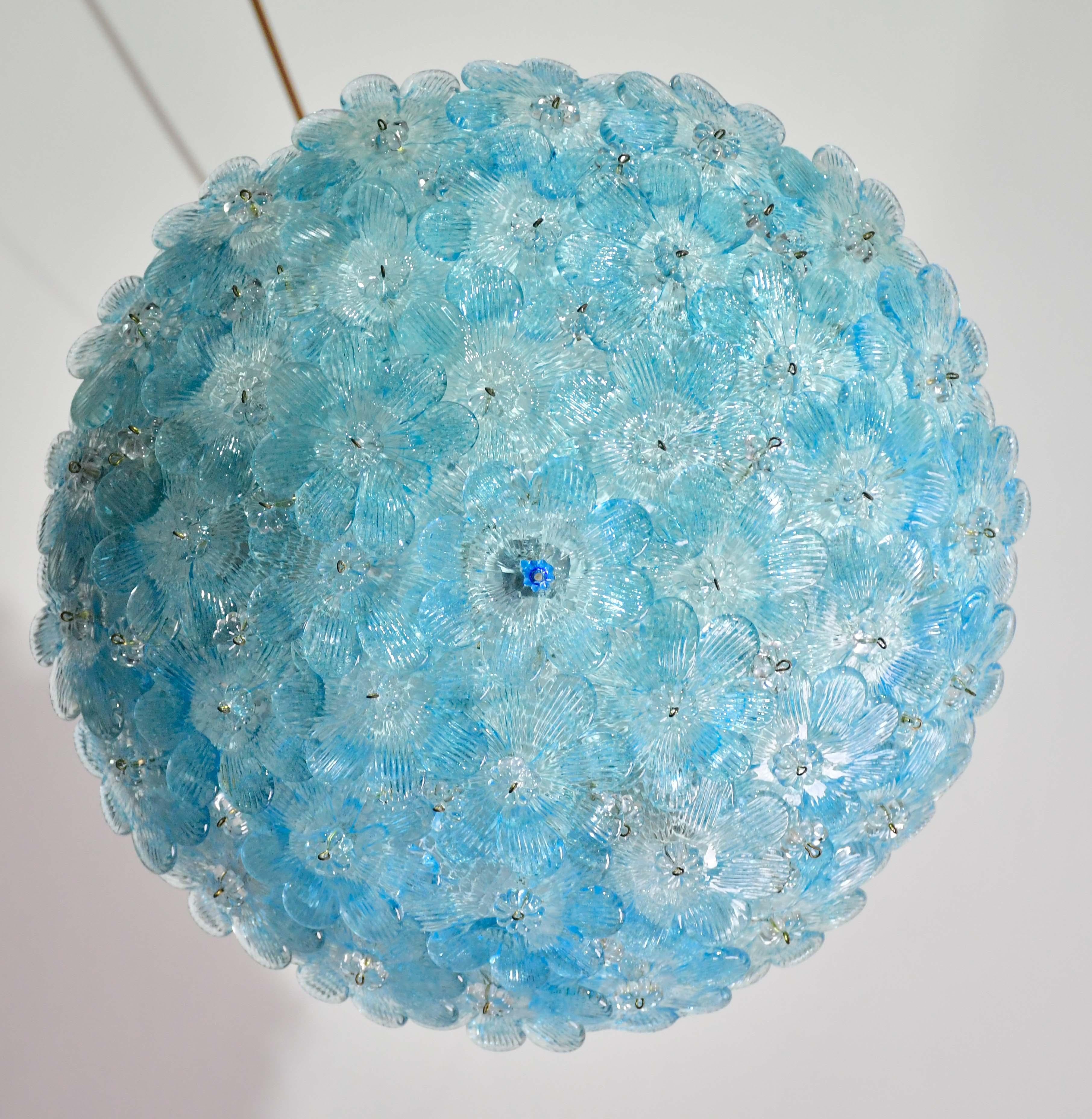 Sorprendente Lámpara de Techo de Murano Flor Blu Rubino de Seguso para Venini, Italia en venta 1