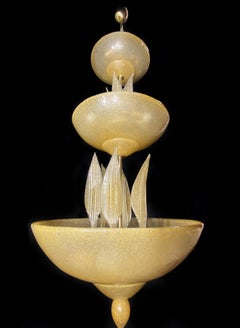 Amazing Murano Chandelier with Gold Inclusions, 1990s
