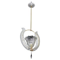 Amazing Murano Glass Art Deco Pendant Chandelier by Ercole Barovier, 1940s
