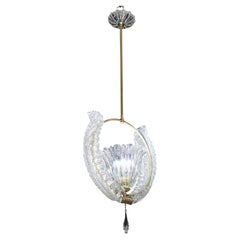 Amazing Murano Glass Art Deco Pendant Chandelier by Ercole Barovier, 1940s