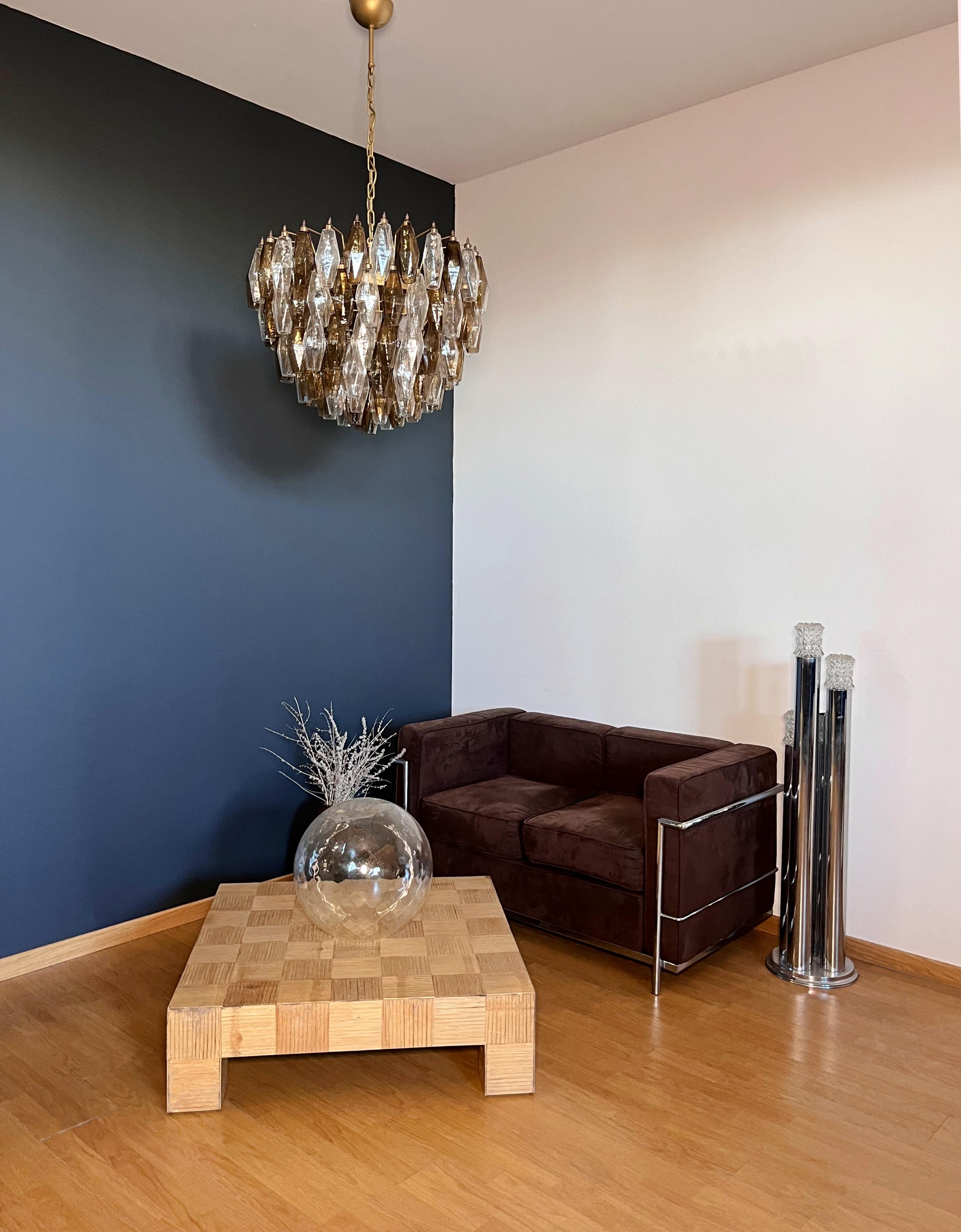 Mid-Century moderno Amazing Murano glass Candelier – 111 clear and smoked poliedri in vendita