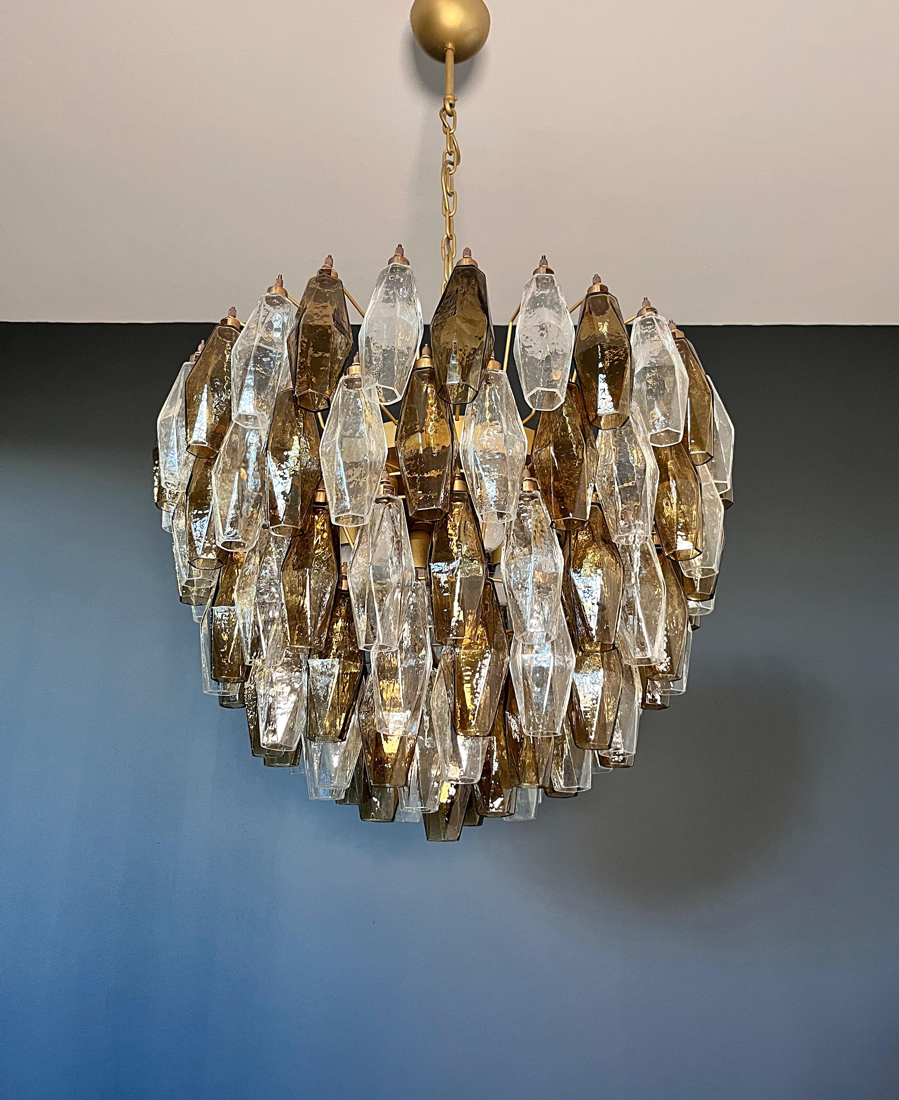 Amazing Murano glass Candelier – 111 clear and smoked poliedri In condizioni buone in vendita a Gaiarine Frazione Francenigo (TV), IT