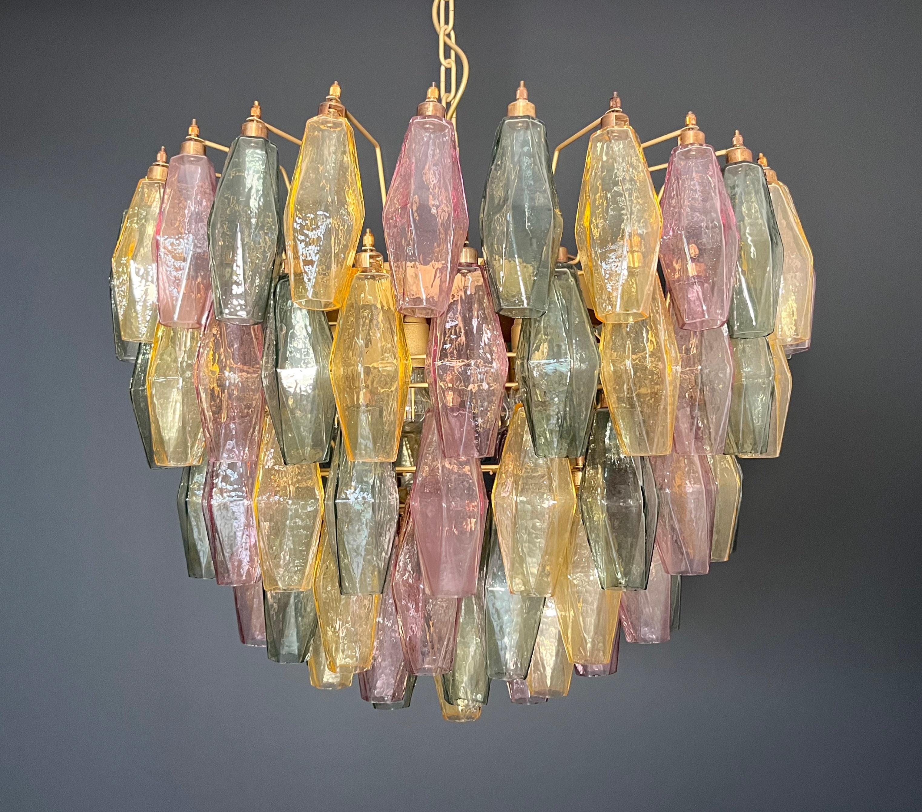 Italian Amazing Murano glass Candelier - 111  multicolored polyhedra