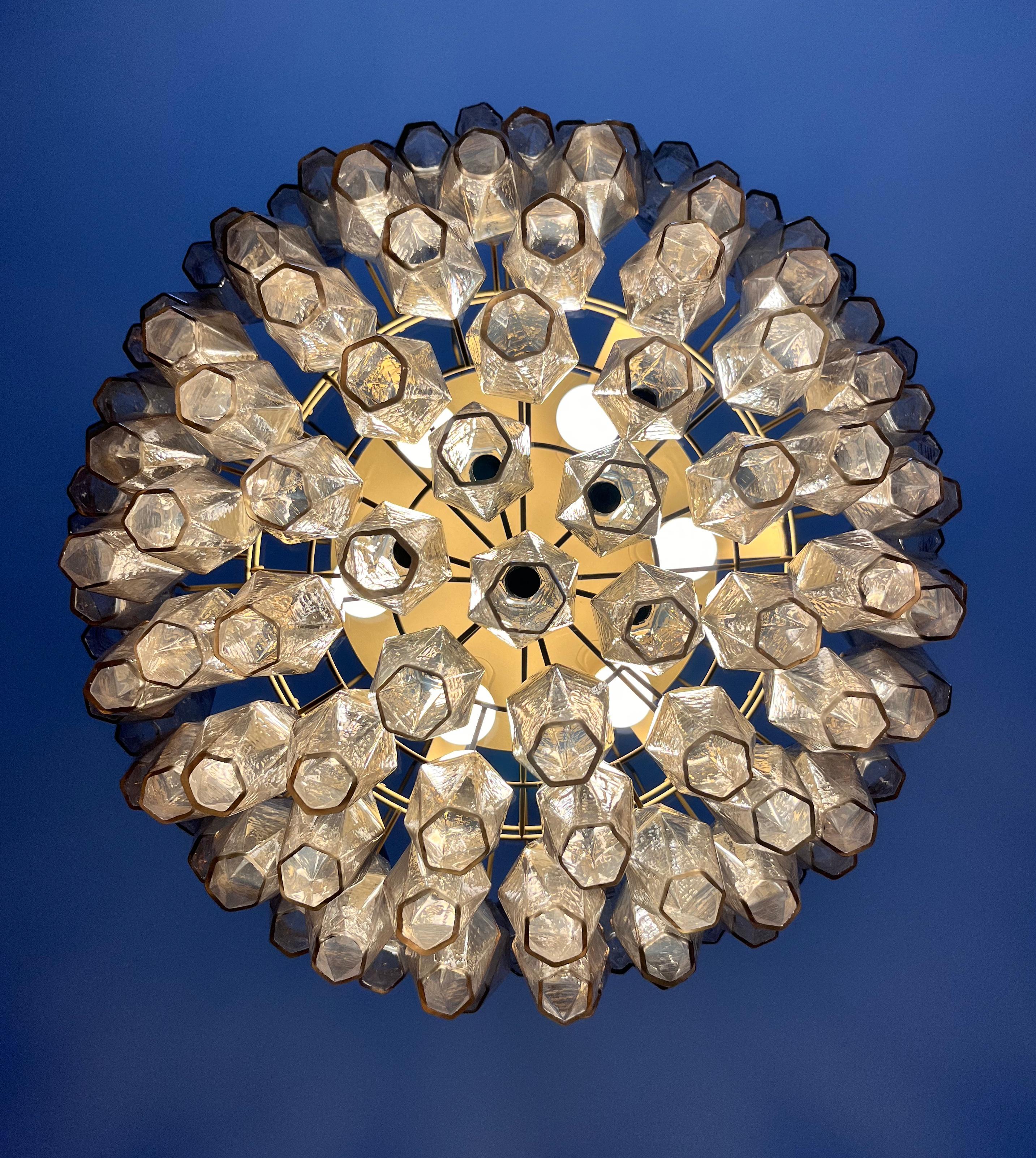 Amazing Murano glass Candelier - 111  smoked polyhedra 12