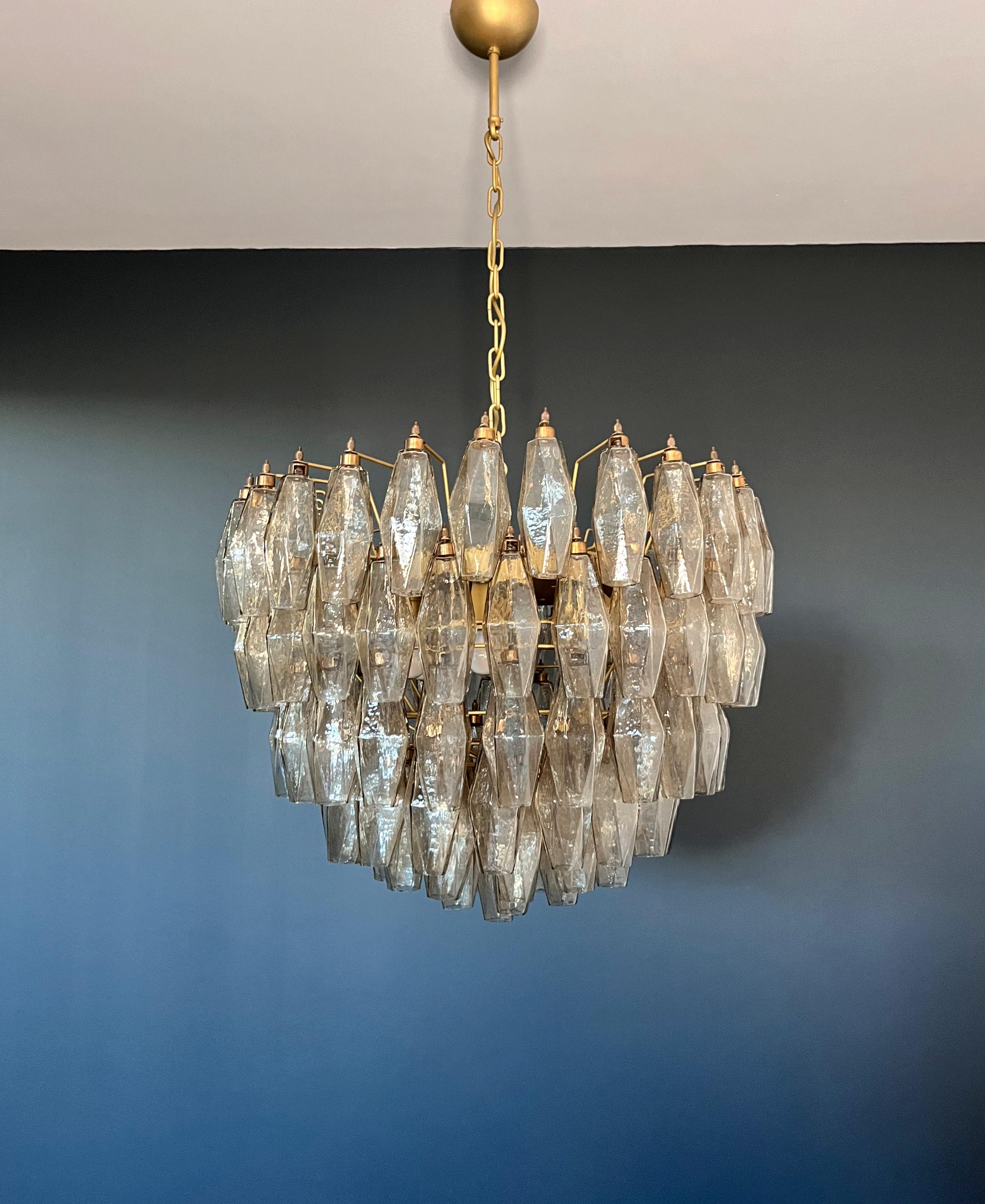 Amazing Murano glass Candelier - 111  smoked polyhedra In Good Condition In Gaiarine Frazione Francenigo (TV), IT