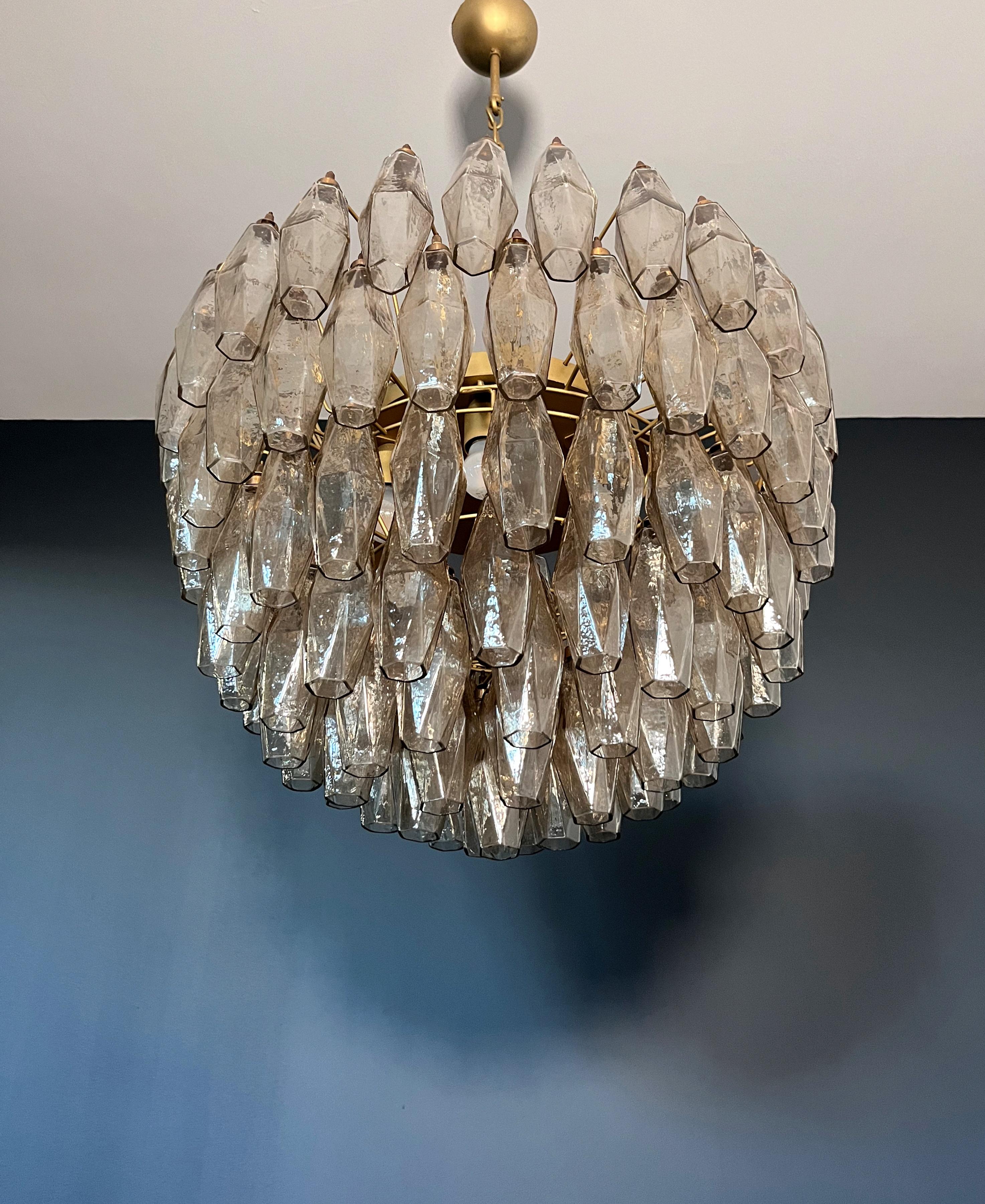 Blown Glass Amazing Murano glass Candelier - 111  smoked polyhedra