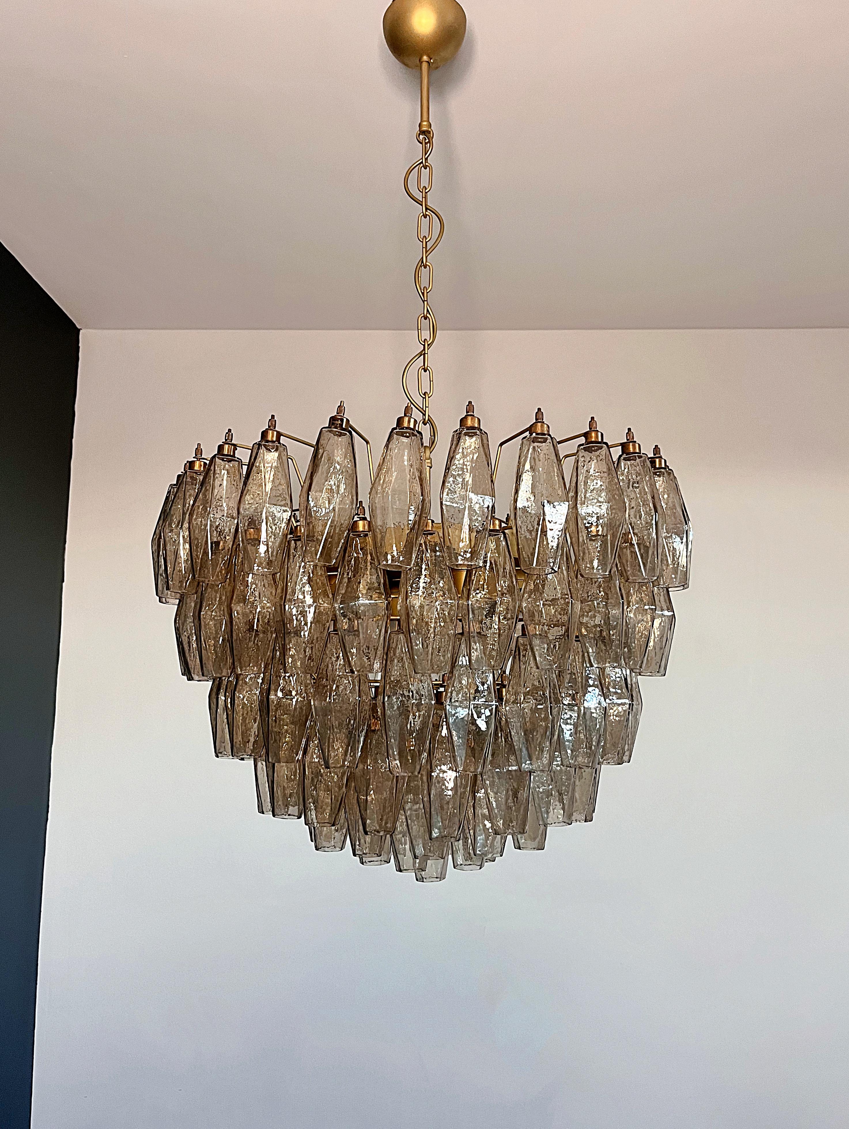 Amazing Murano glass Candelier - 111  smoked polyhedra 1