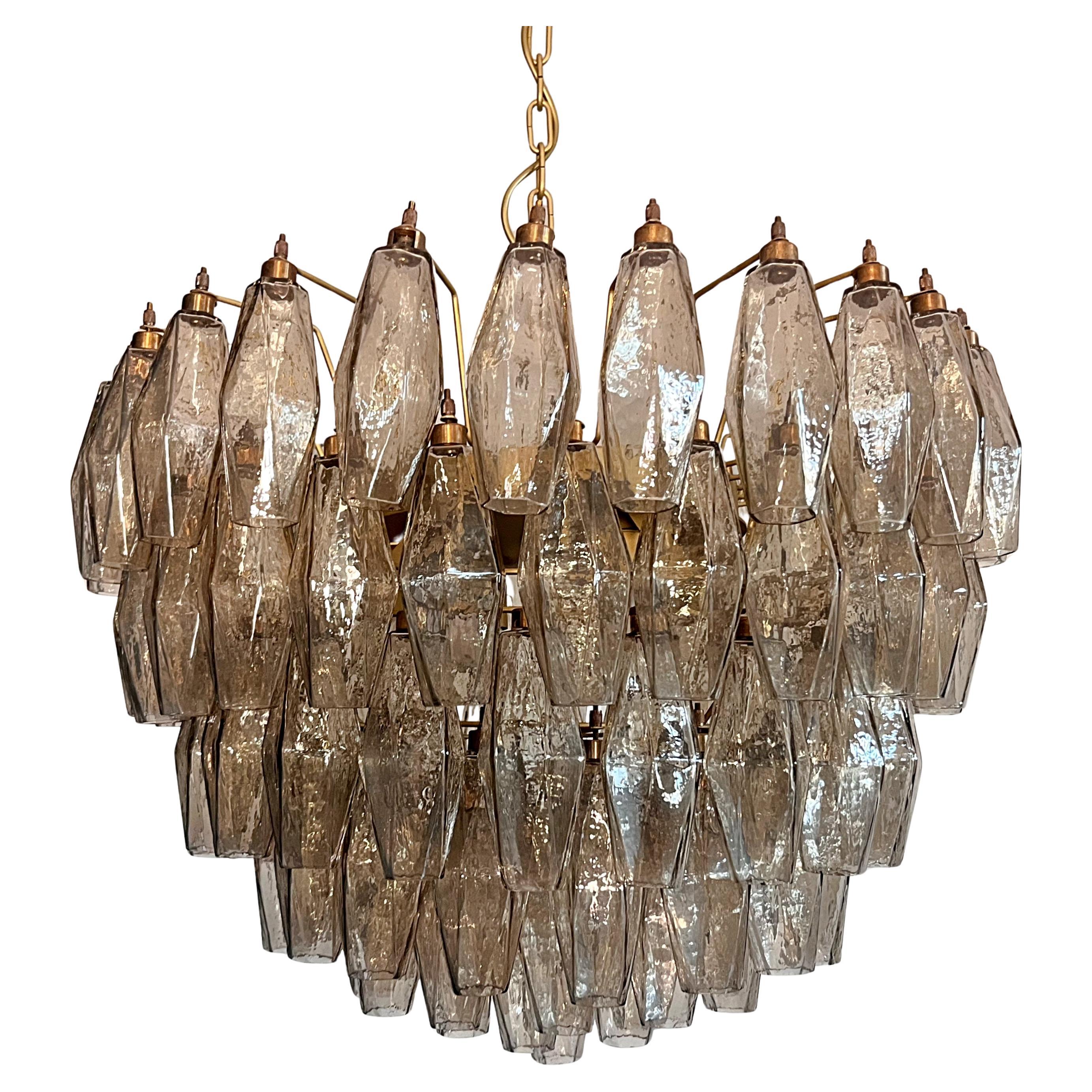 Amazing Murano glass Candelier - 111  smoked polyhedra
