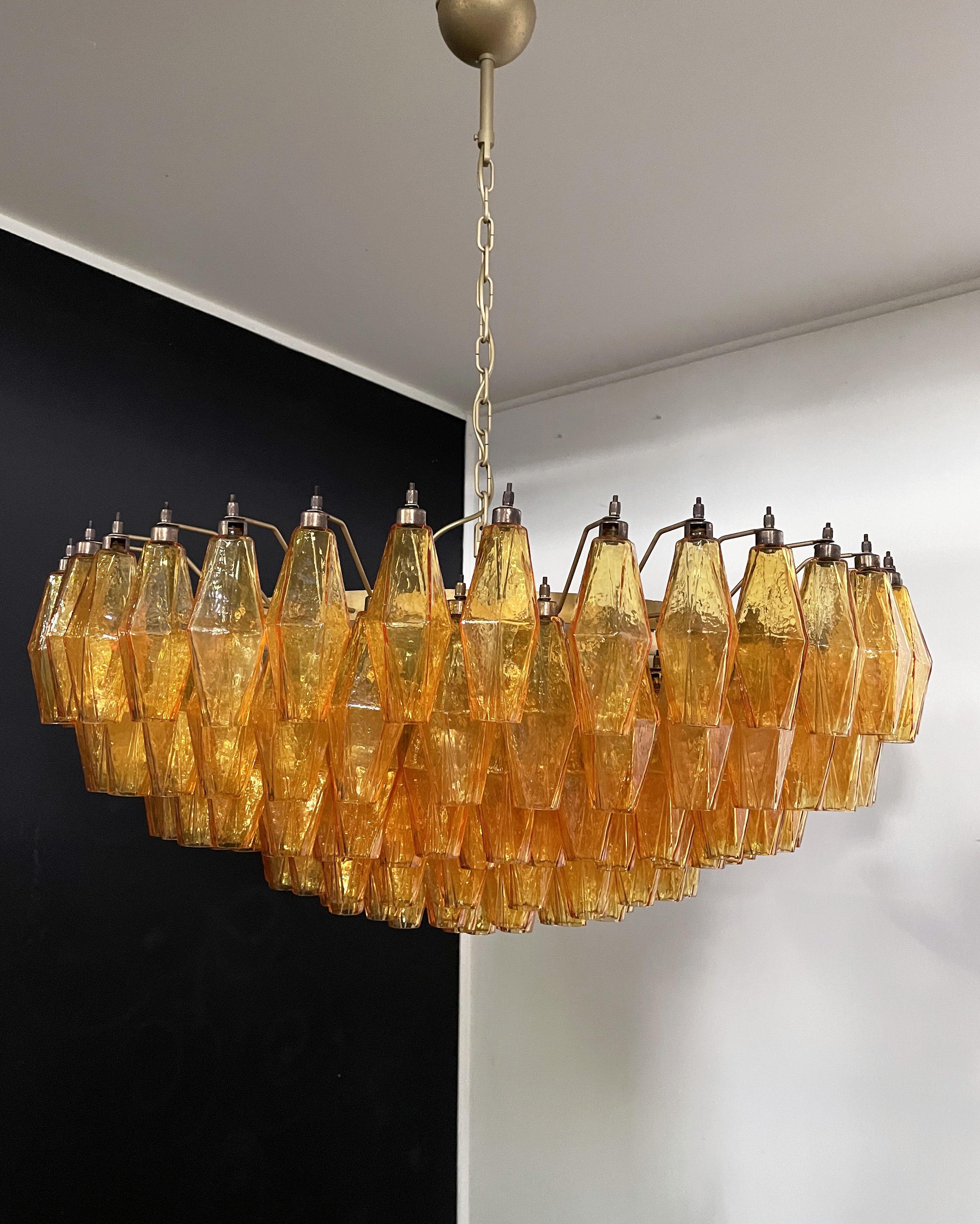 Amazing Murano Glass Candelier, 185 Amber Poliedri 6