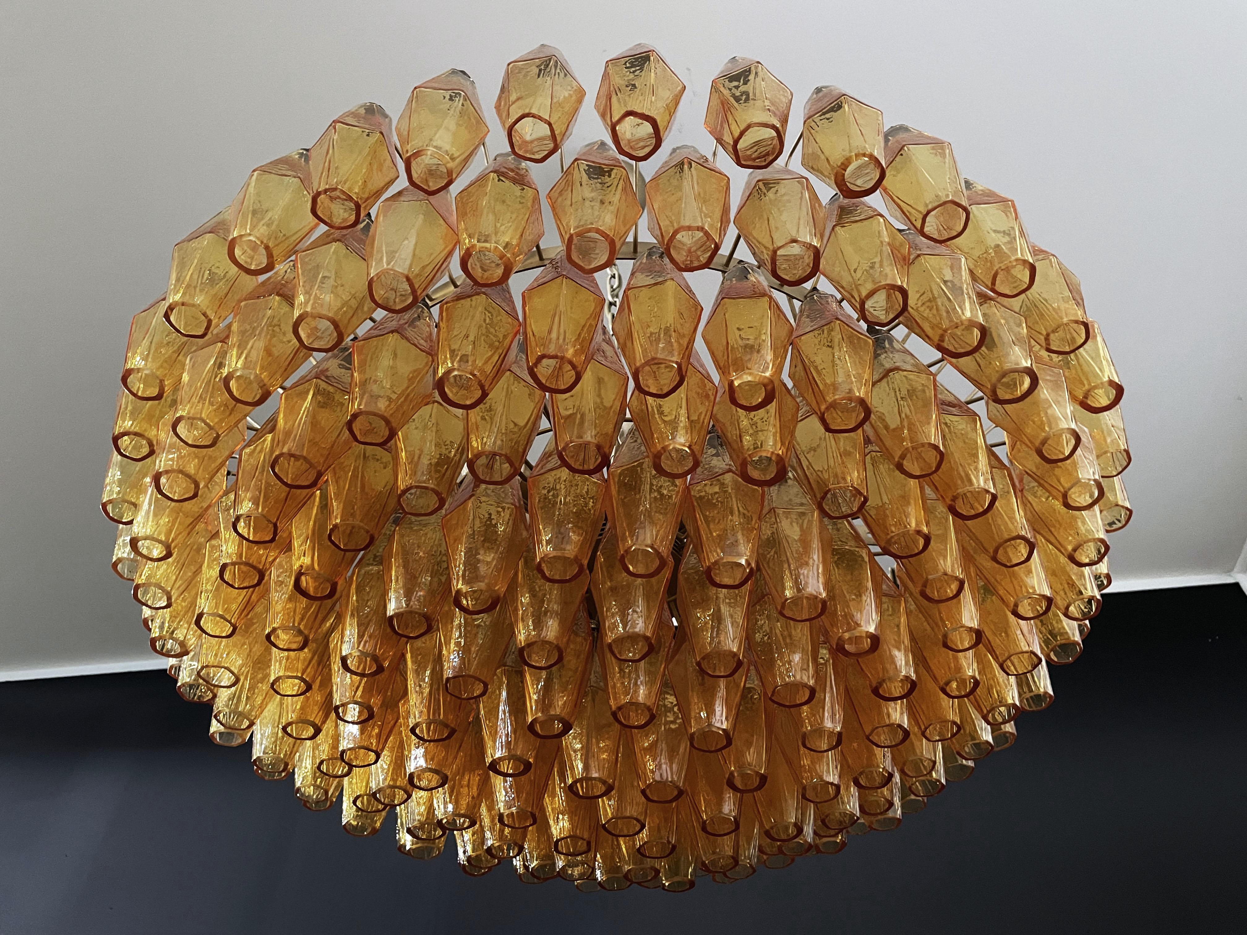 Erstaunlicher Murano-Glas-Kronleuchter, 185 Amber Poliedri im Angebot 5
