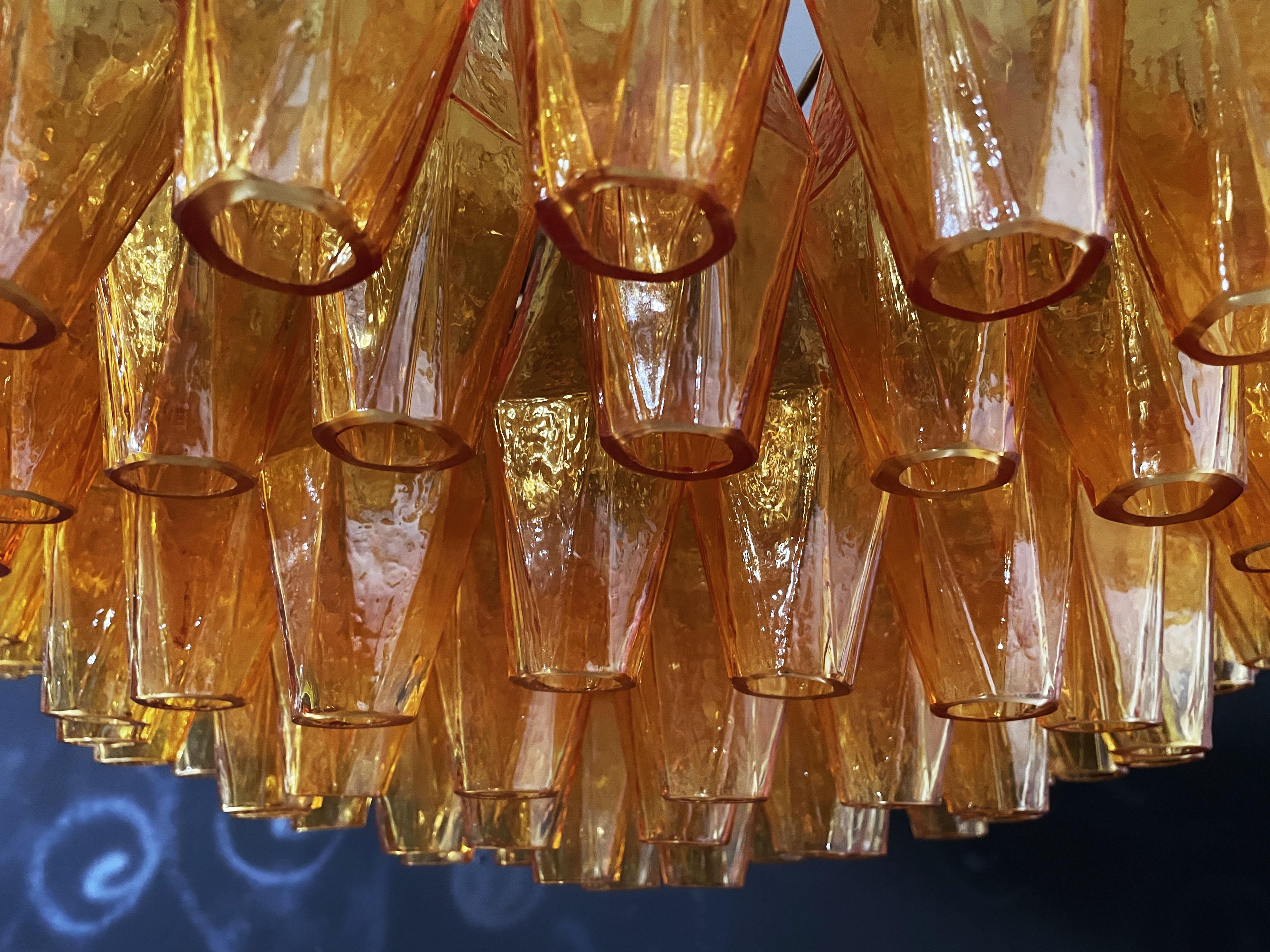 Amazing Murano Glass Candelier, 185 Amber Poliedri For Sale 6