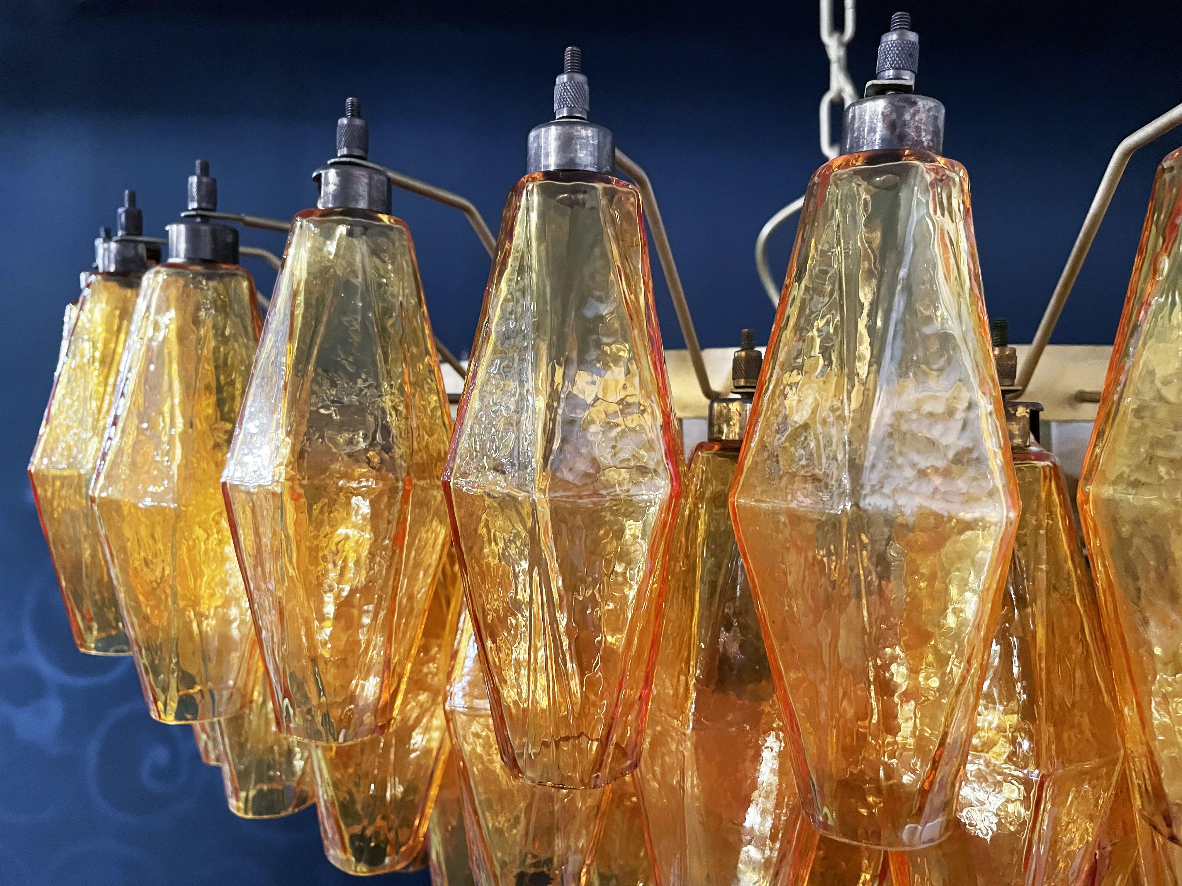 Amazing Murano Glass Candelier, 185 Amber Poliedri For Sale 9