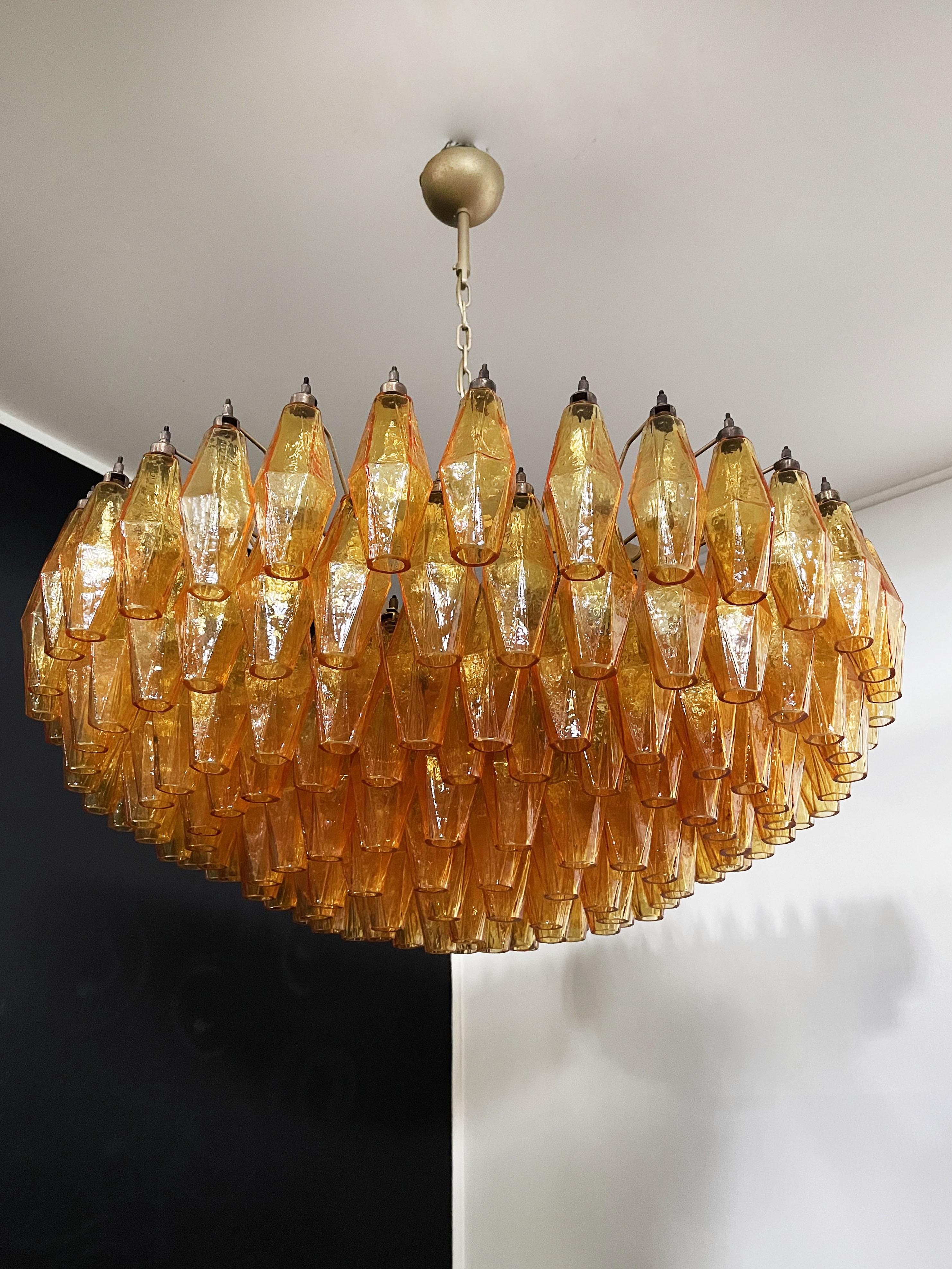 Italian Amazing Murano Glass Candelier, 185 Amber Poliedri