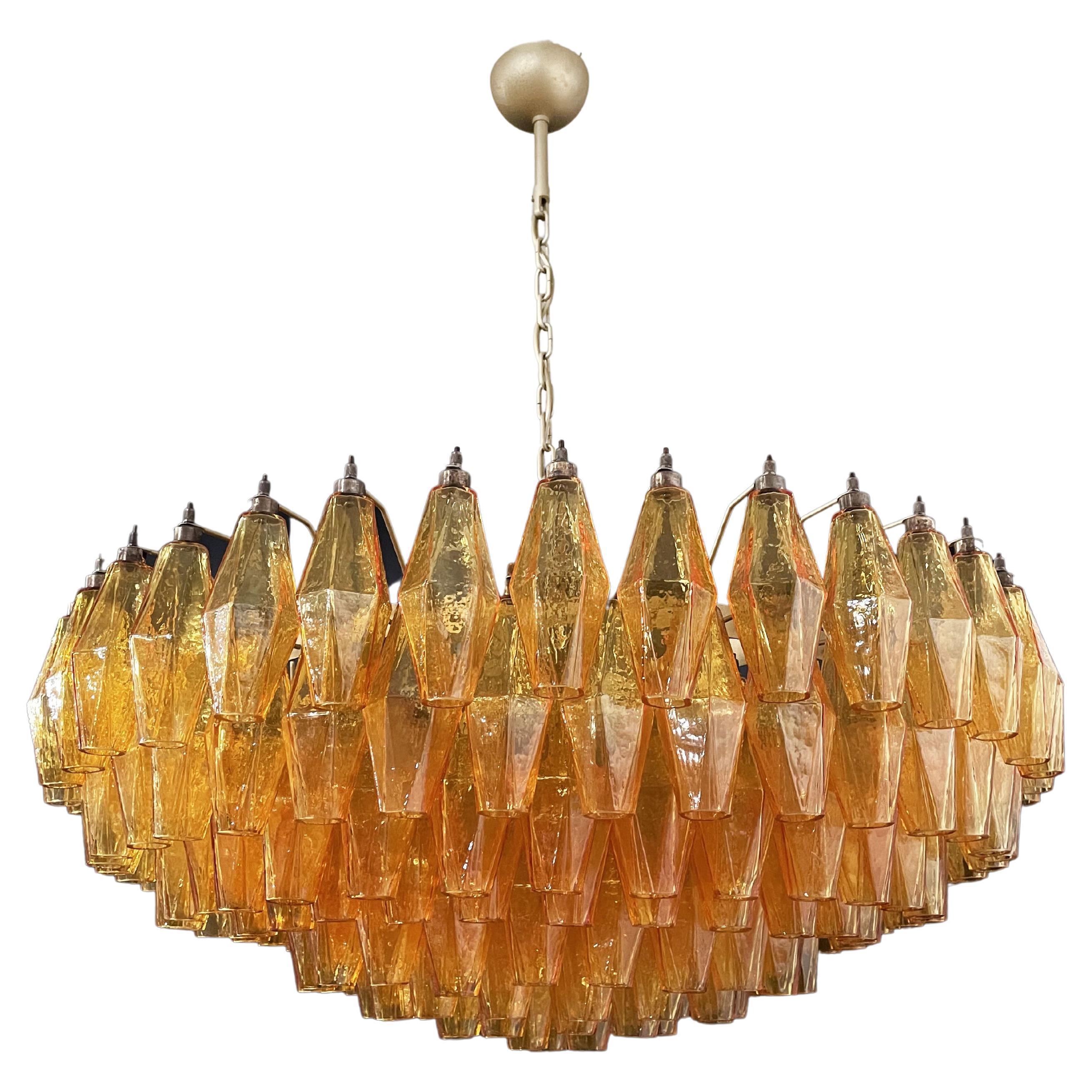 Amazing Murano Glass Candelier, 185 Amber Poliedri
